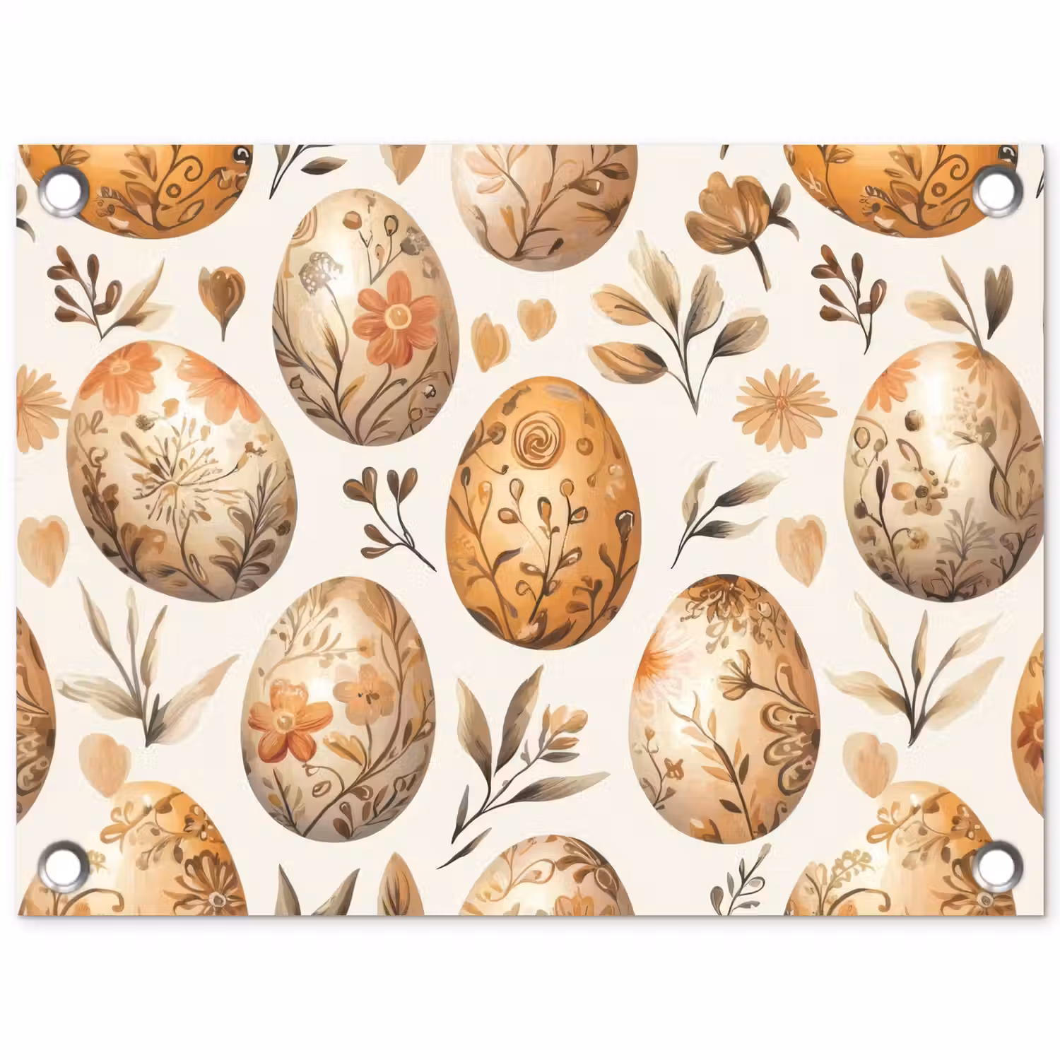 Paaseieren - Bruin - Bloemen tuinposter los doek klein -3d