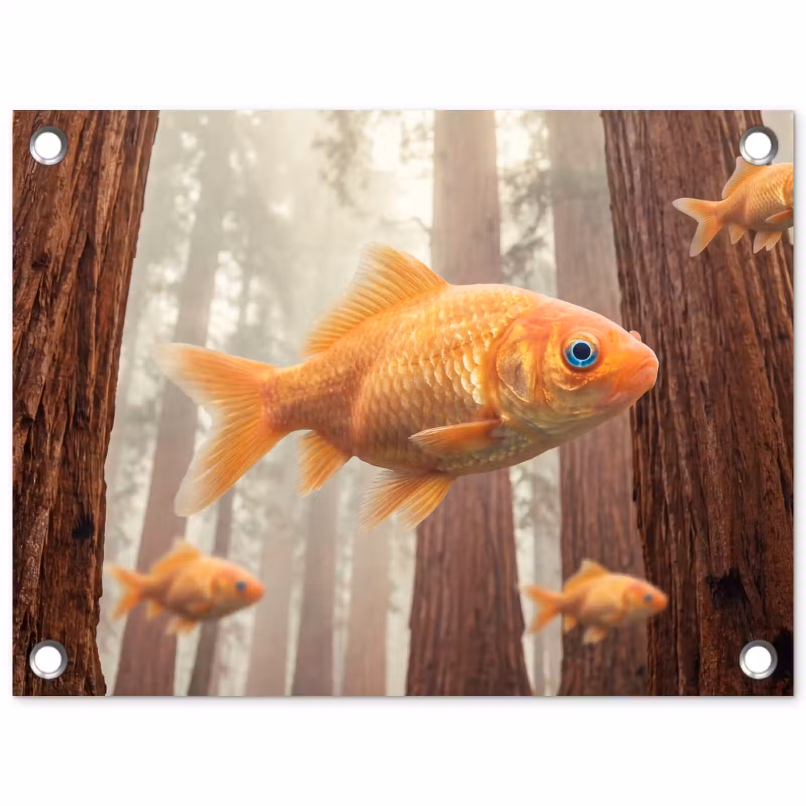Garden Poster - Fish - Forest - Fantasy - Vis - Bos - Fantasie tuinposter los doek klein