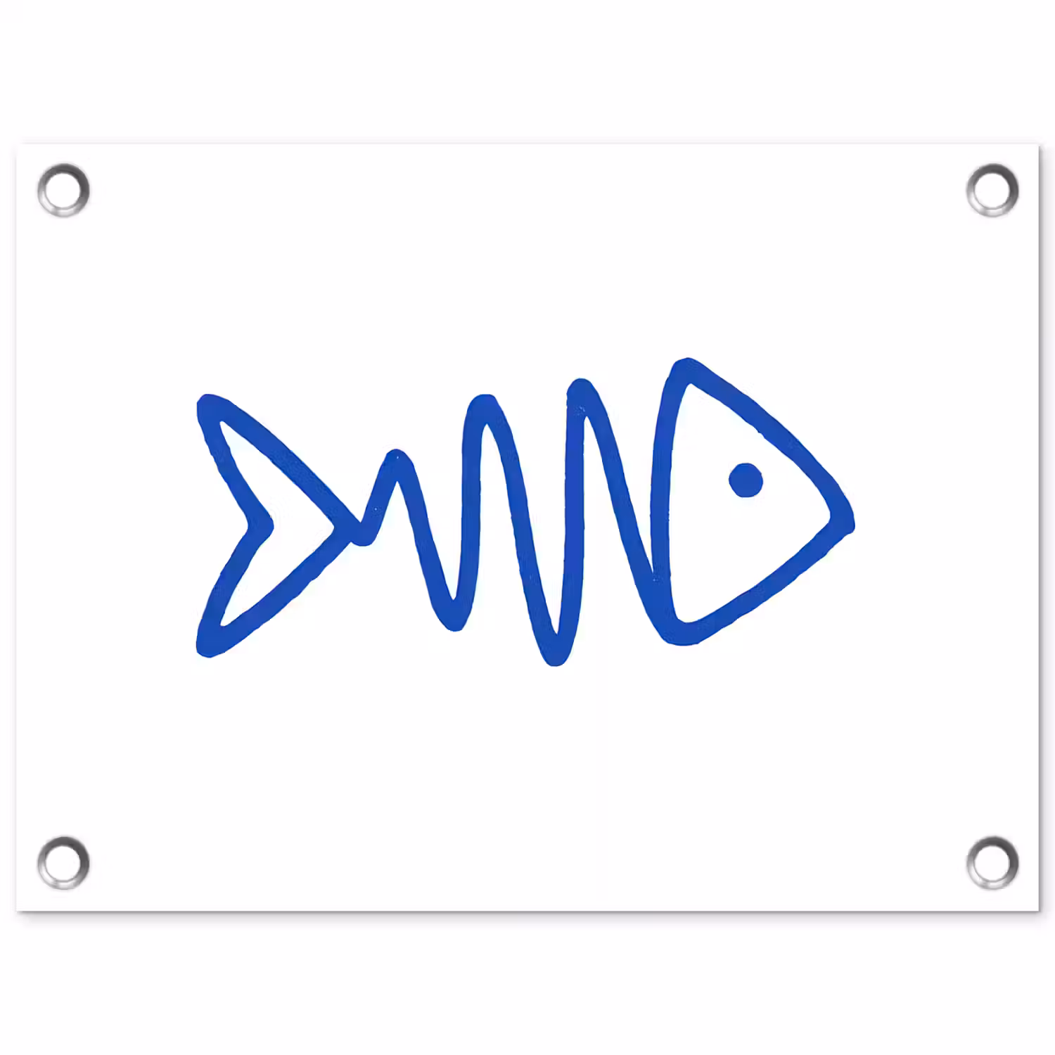 Vis - Minimalistisch - Blauw - Lijn tuinposter los doek klein -3d