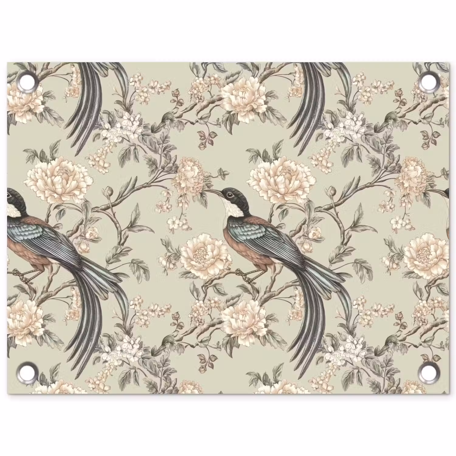 Bloem - Vogel - Kleurrijk tuinposter los doek klein 239 -3d