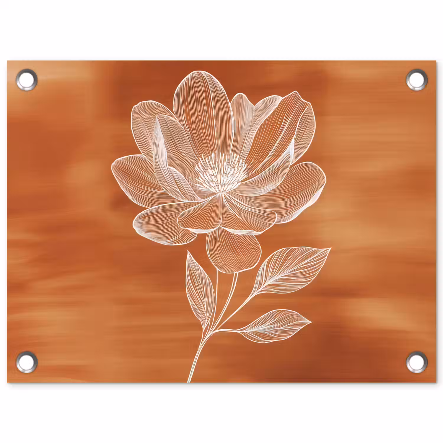 Bloem - Minimalistisch - Wit tuinposter los doek klein -3d
