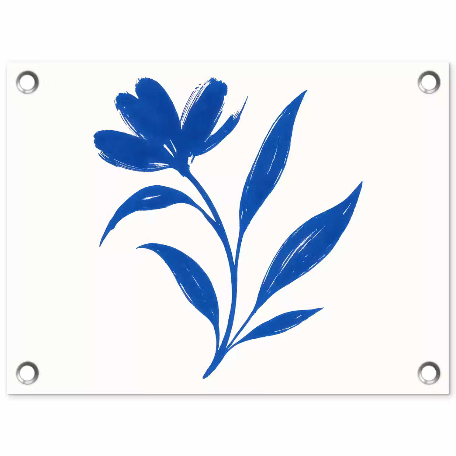 Bloem - Blaadjes - Minimalistisch - Blauw tuinposter los doek klein -3d