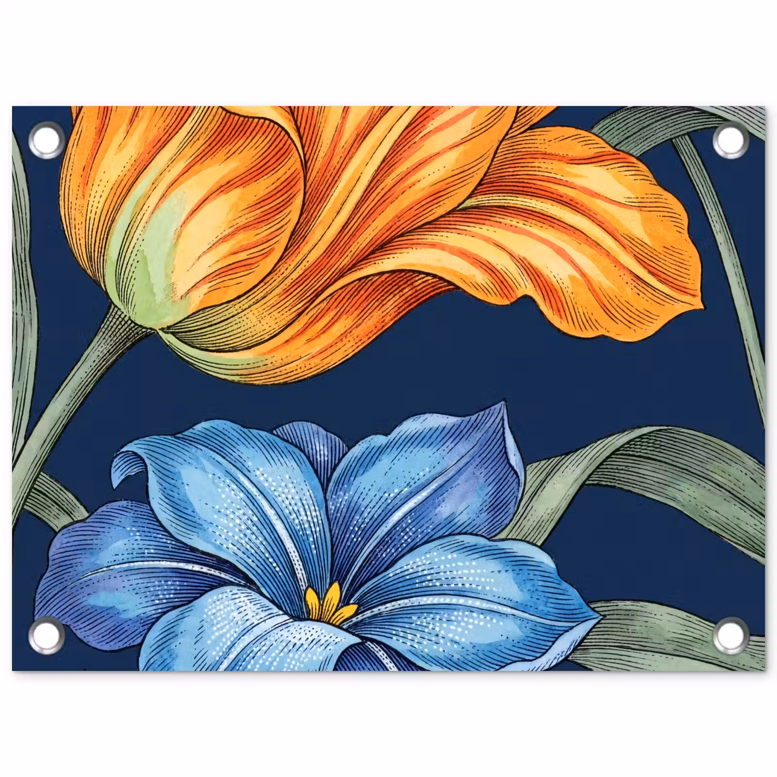 Garden Poster - Flowers - Botanical - Pattern - Bloemen - Botanisch - Patroon tuinposter los doek klein