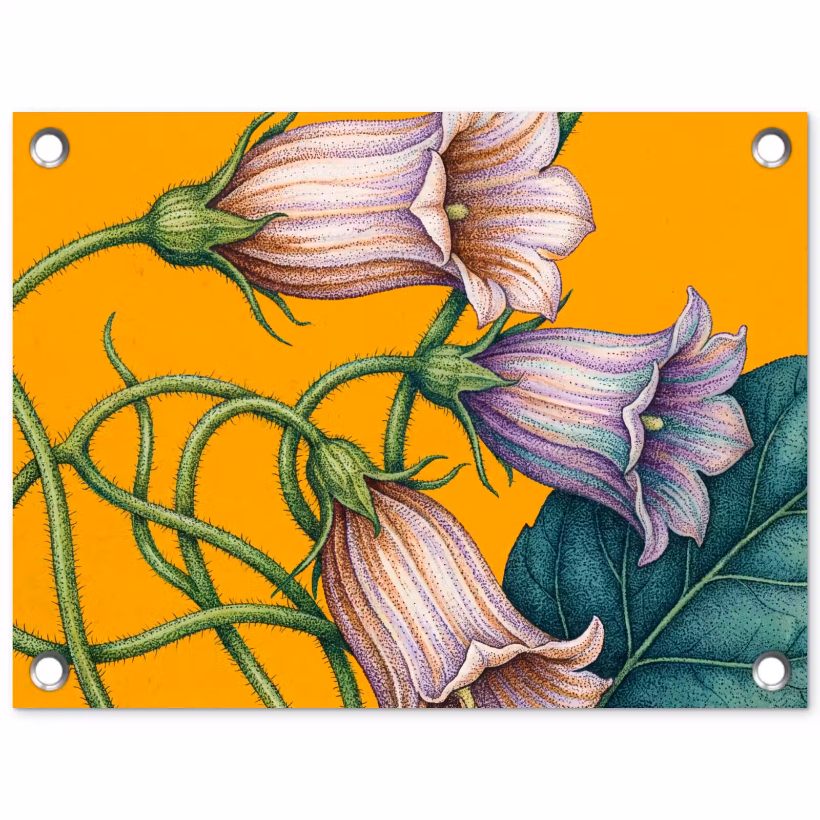 Garden Poster - Flowers - Botanical - Yellow - Bloemen - Botanisch - Geel tuinposter los doek klein