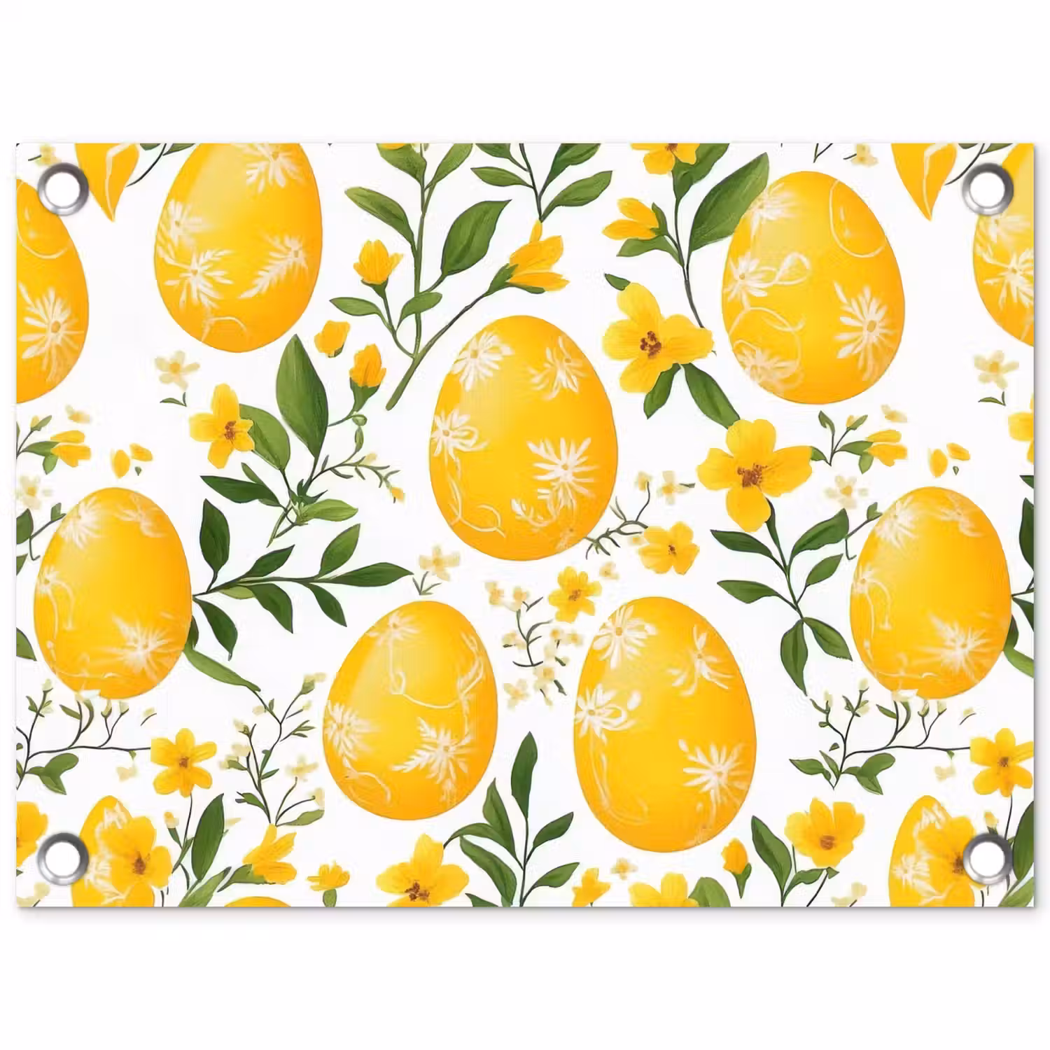 Bloemen - Paaseieren - Geel tuinposter los doek klein -3d