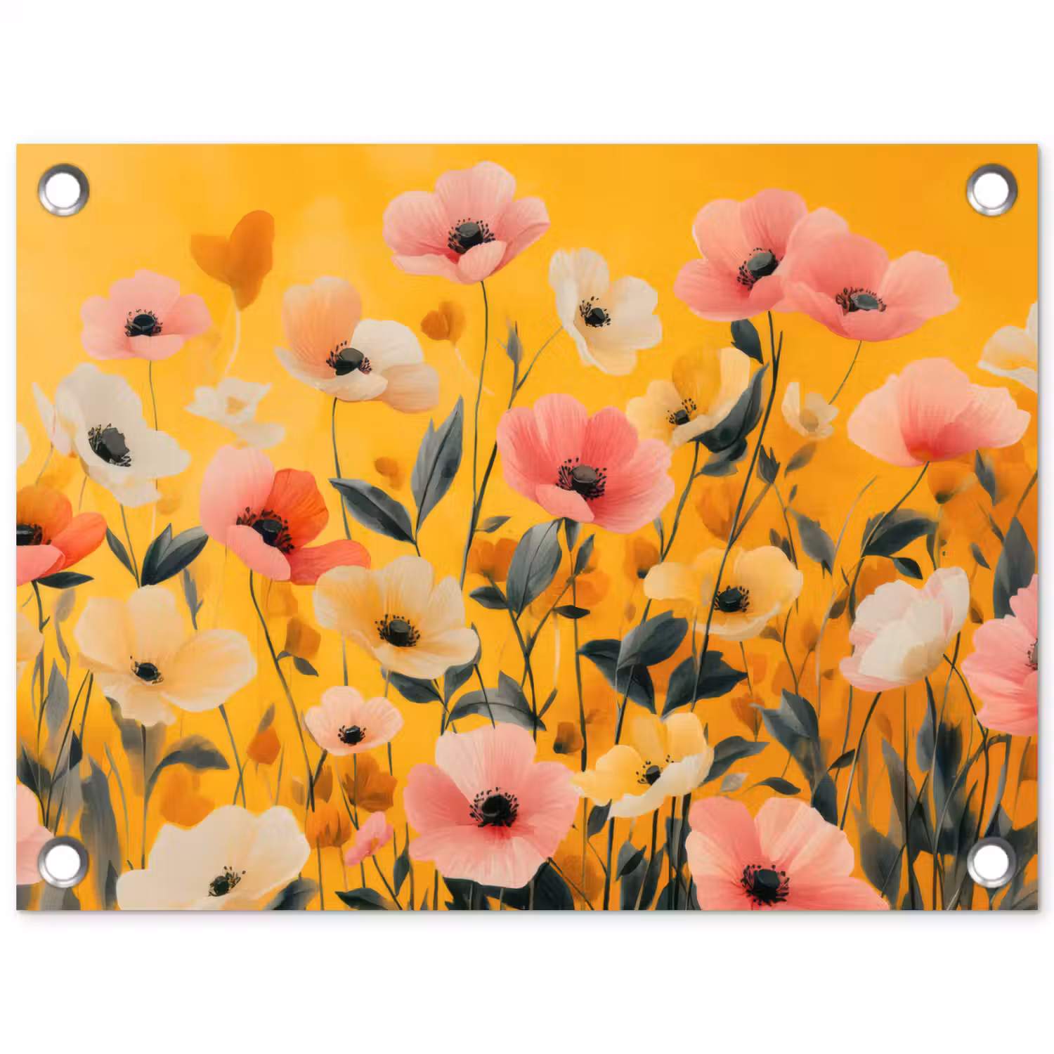 Bloemen - Veld - Geel tuinposter los doek klein -3d