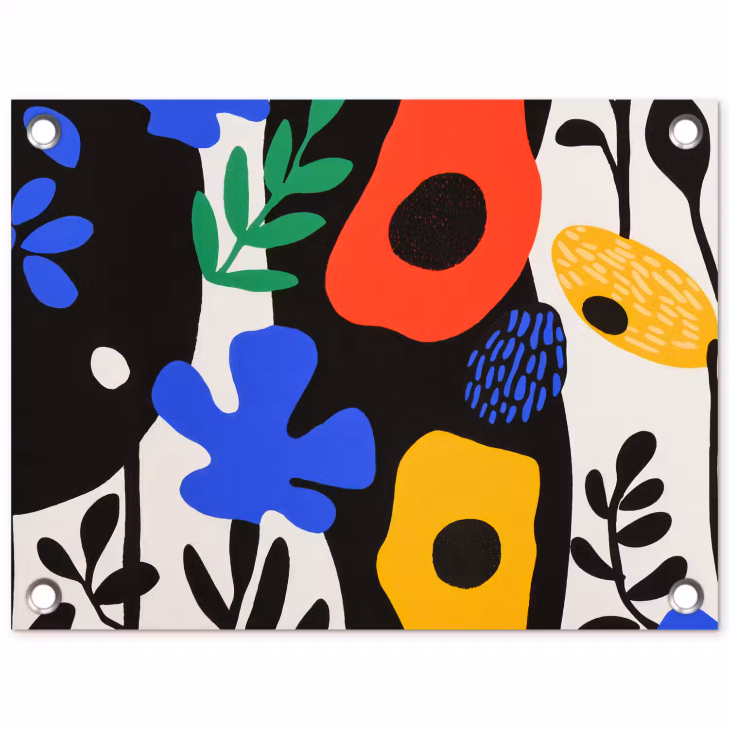 Bloemen - Bladeren - Abstract - Zwart tuinposter los doek klein -3d