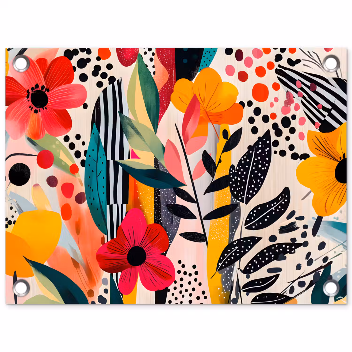 Bloemen - Bladeren - Abstract - Kleurrijk tuinposter los doek klein -3d