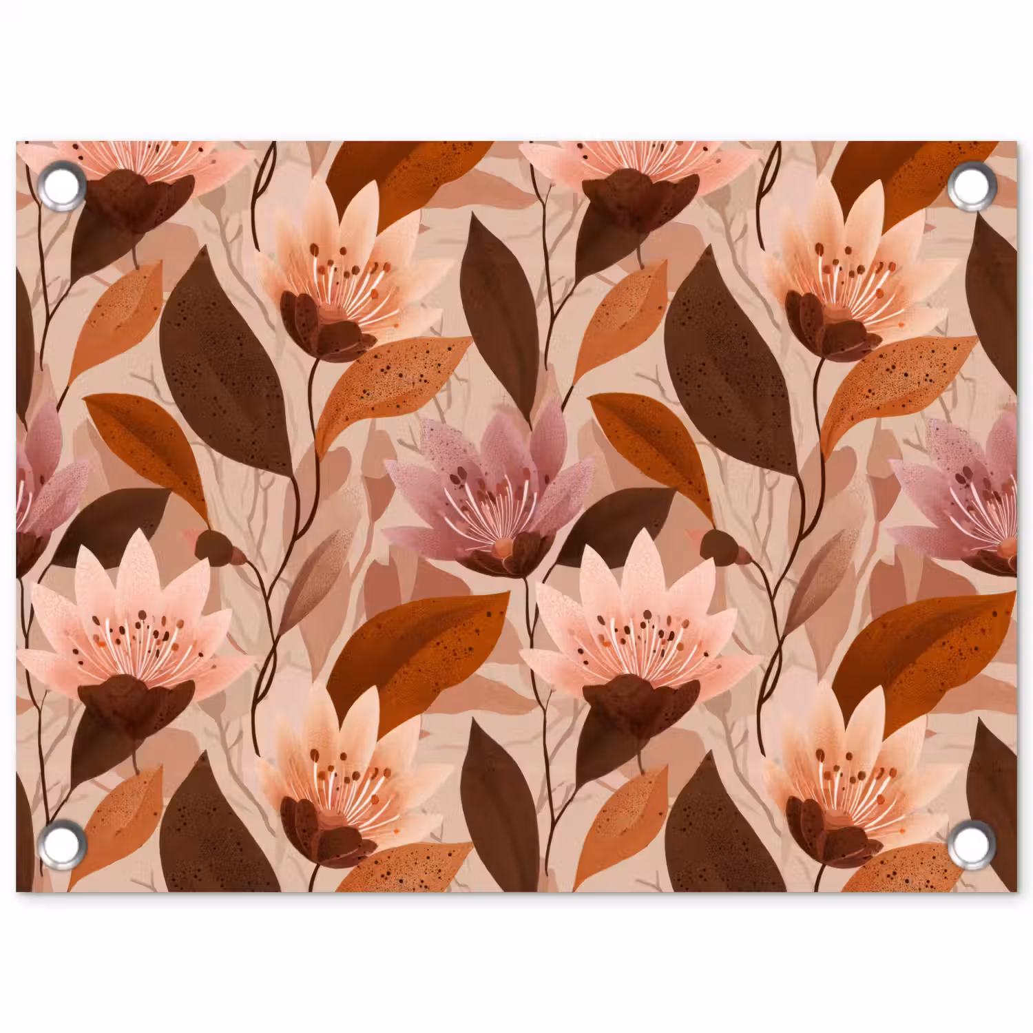 Bloemen - Bladeren - Bruin tuinposter los doek klein 239 -3d