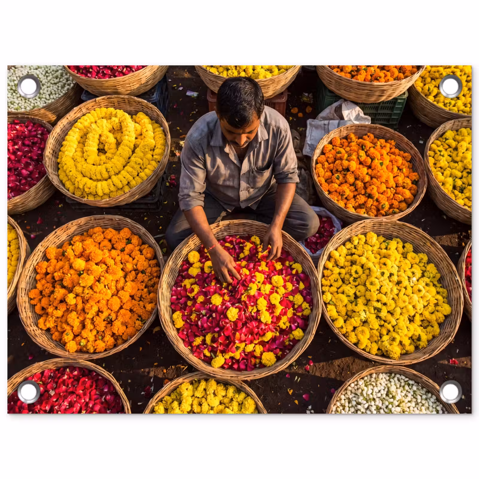 Garden Poster - Flowers - Market - Colorful - Bloemen - Markt - Kleurrijk tuinposter los doek klein