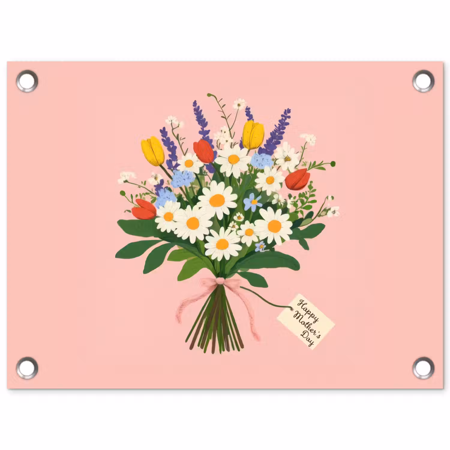 Bloemen - Lint - Kaartje tuinposter los doek klein -3d