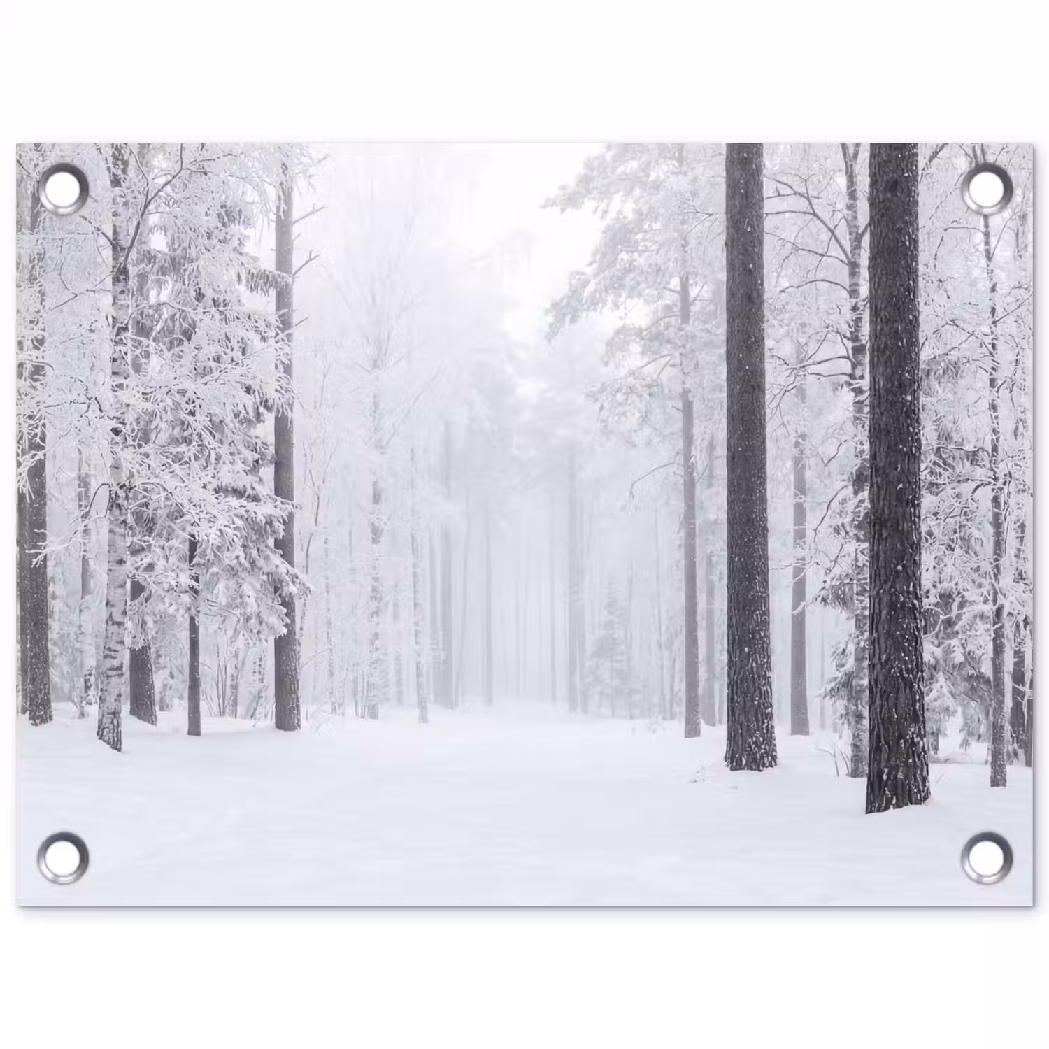 Bos - Sneeuw - Pad - Winter - Stilte tuinposter los doek klein -3d