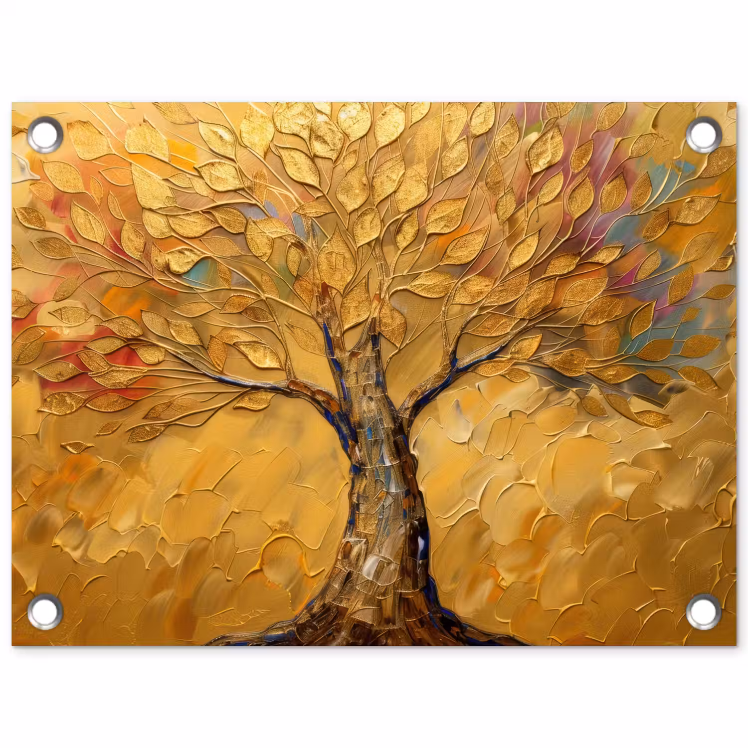 Goud - Boom - Abstract - Modern tuinposter los doek klein -3d