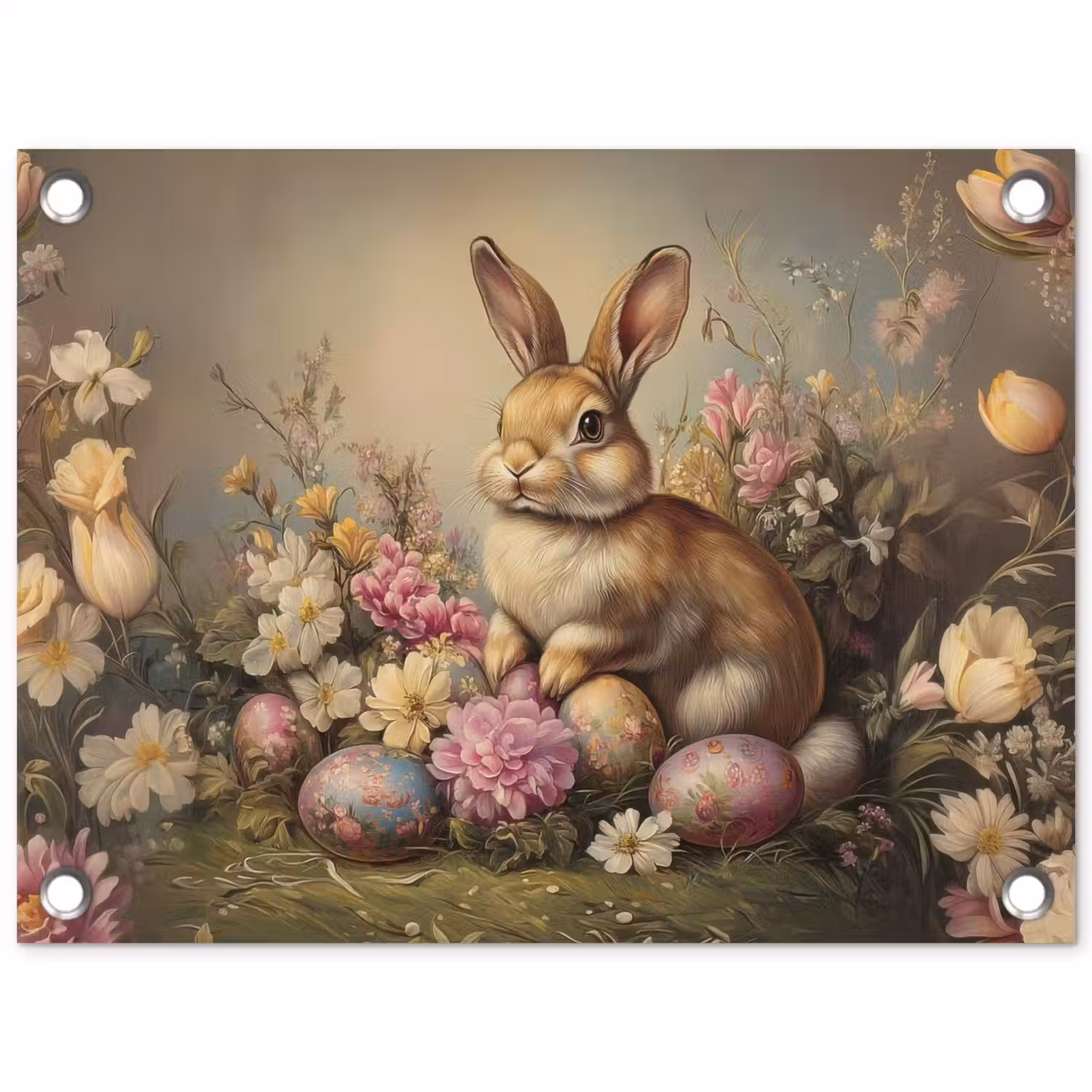 Haas - Stilleven - Bloemen tuinposter los doek klein -3d