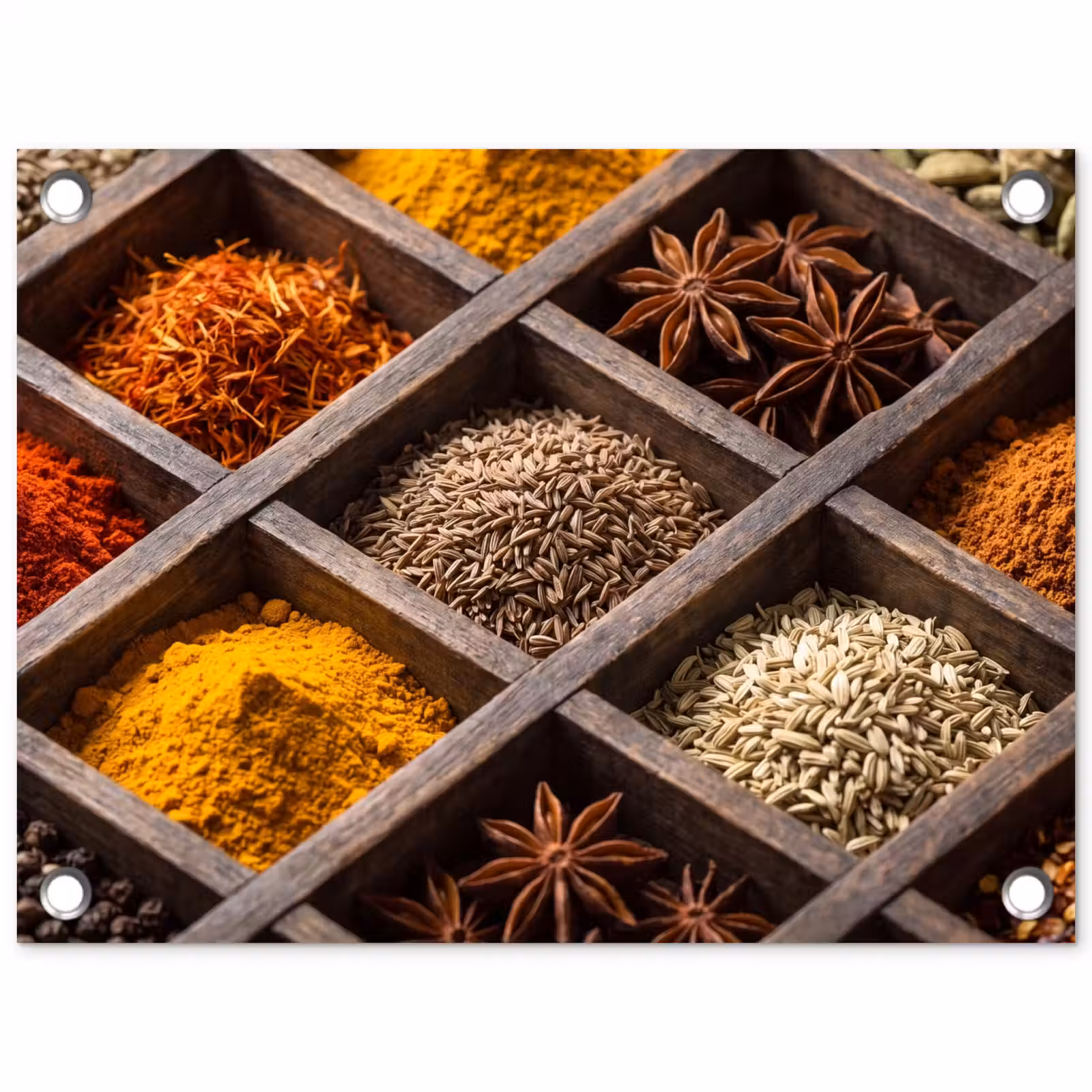 Garden Poster - Herbs - Wood - Food - Kruiden - Houten - Eten tuinposter los doek klein