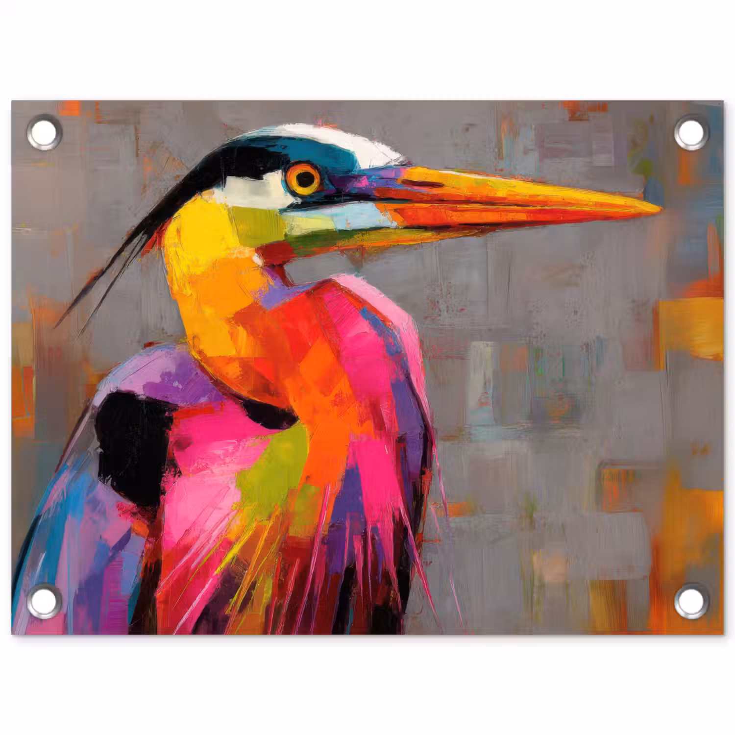 Reiger - Snavel - Schilderij - Roze tuinposter los doek klein -3d