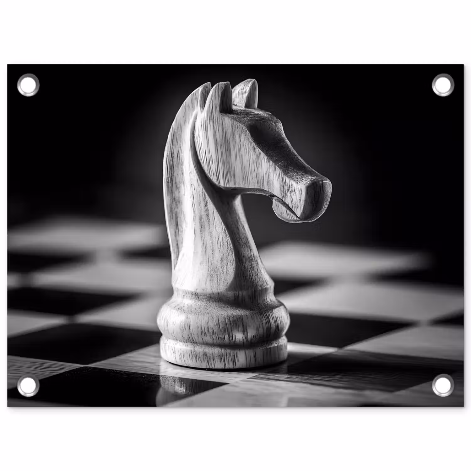 Paard - Hout - Schaalbord - Zwart tuinposter los doek klein -3d