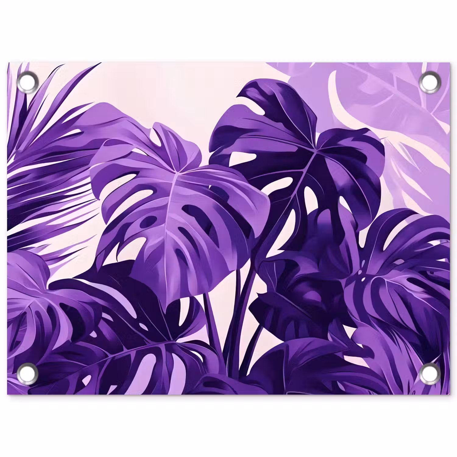 Bladeren - Paars - Tropisch - Abstract tuinposter los doek klein -3d