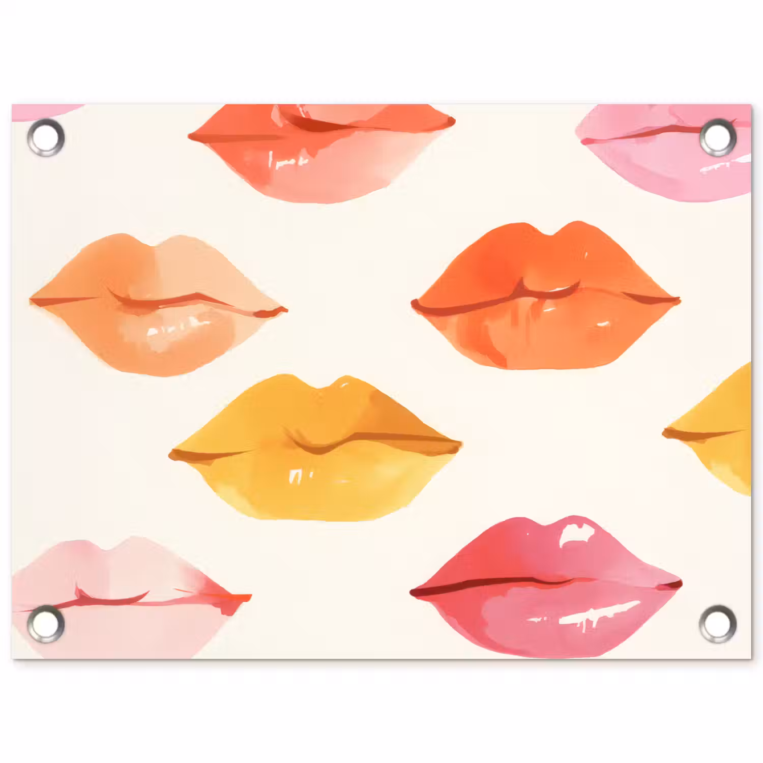 Lippen - Kleurrijk - Glanzend tuinposter los doek klein -3d