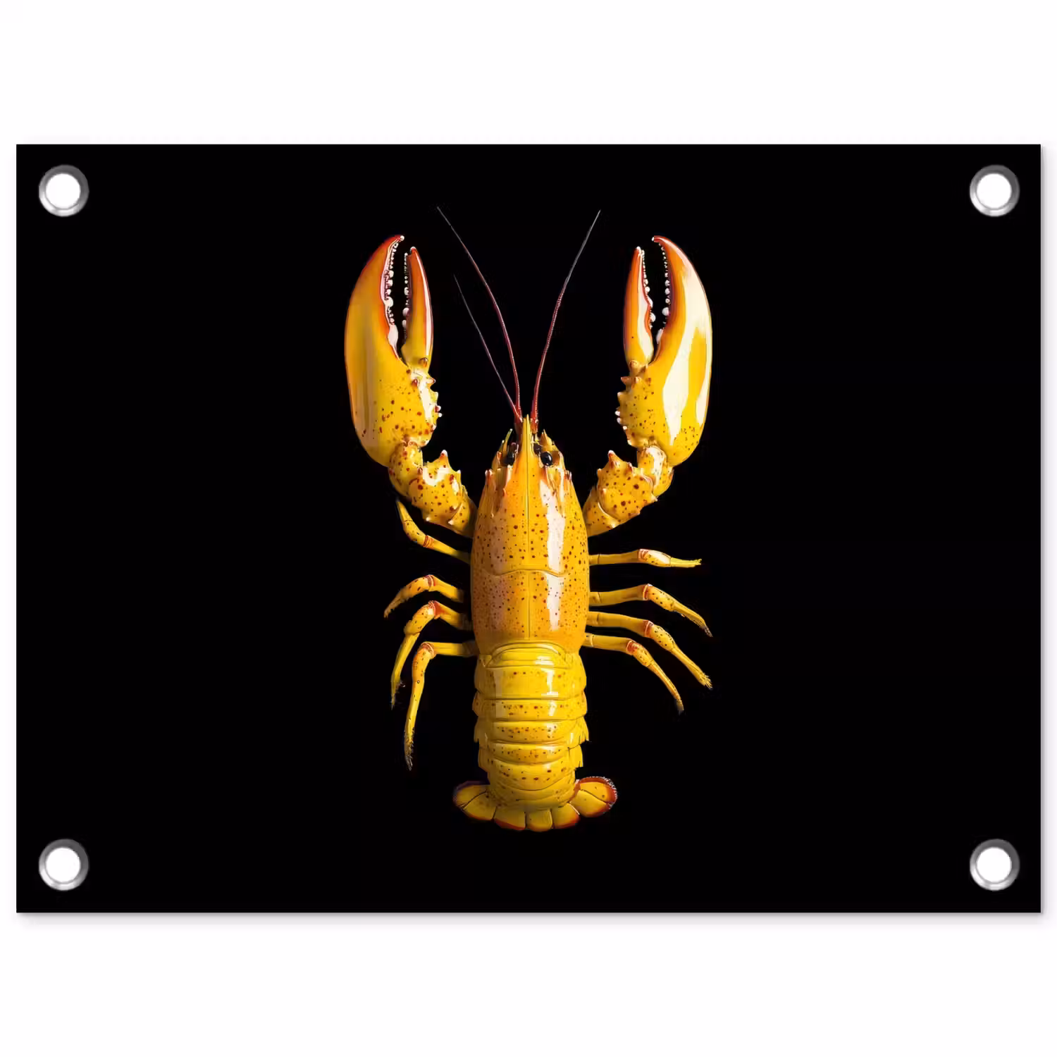 Kreeft - Geel - Stippen - Effen tuinposter los doek klein -3d