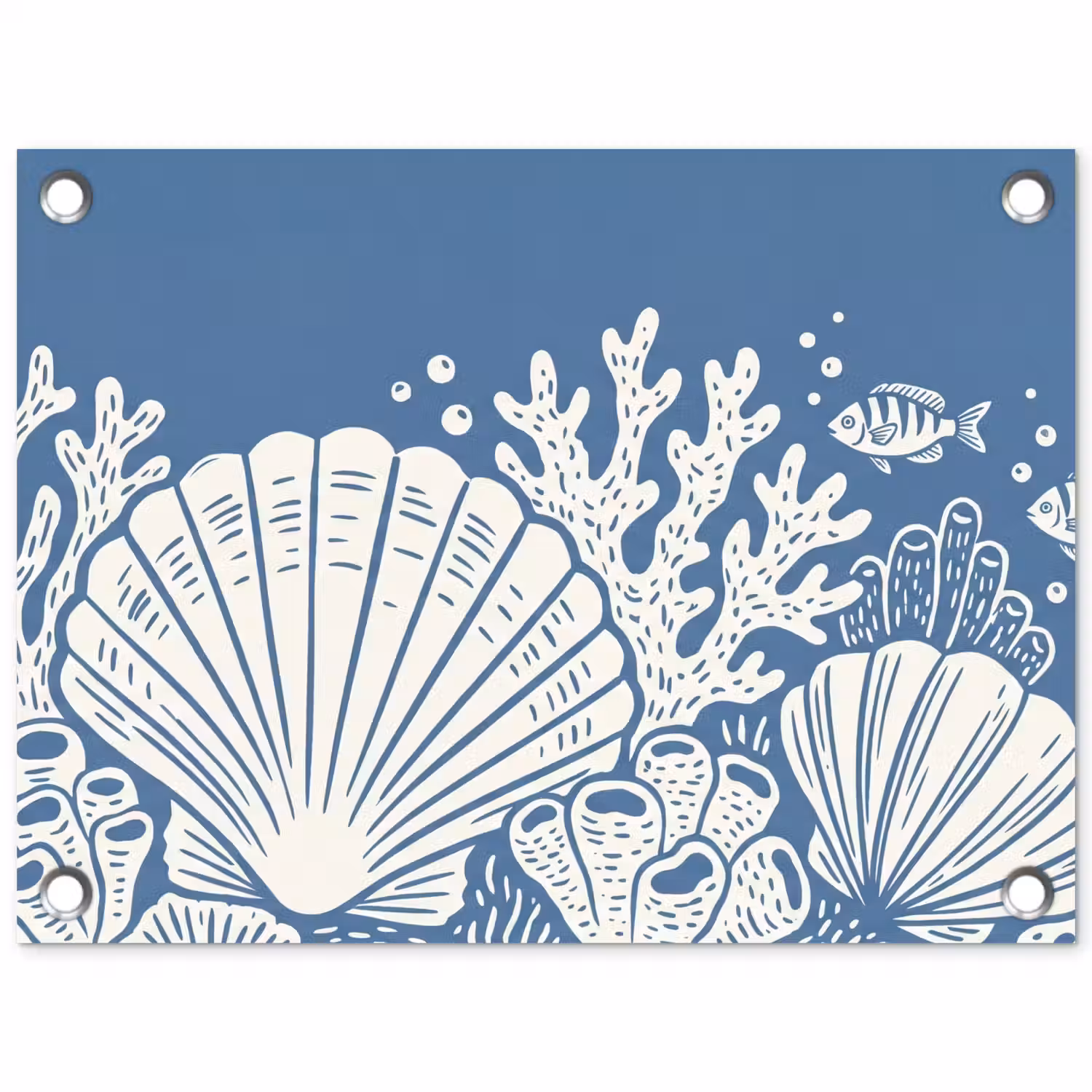 Zeeleven - Koraal - Schelp - Vis - Illustratie - Onderwater tuinposter los doek klein -3d
