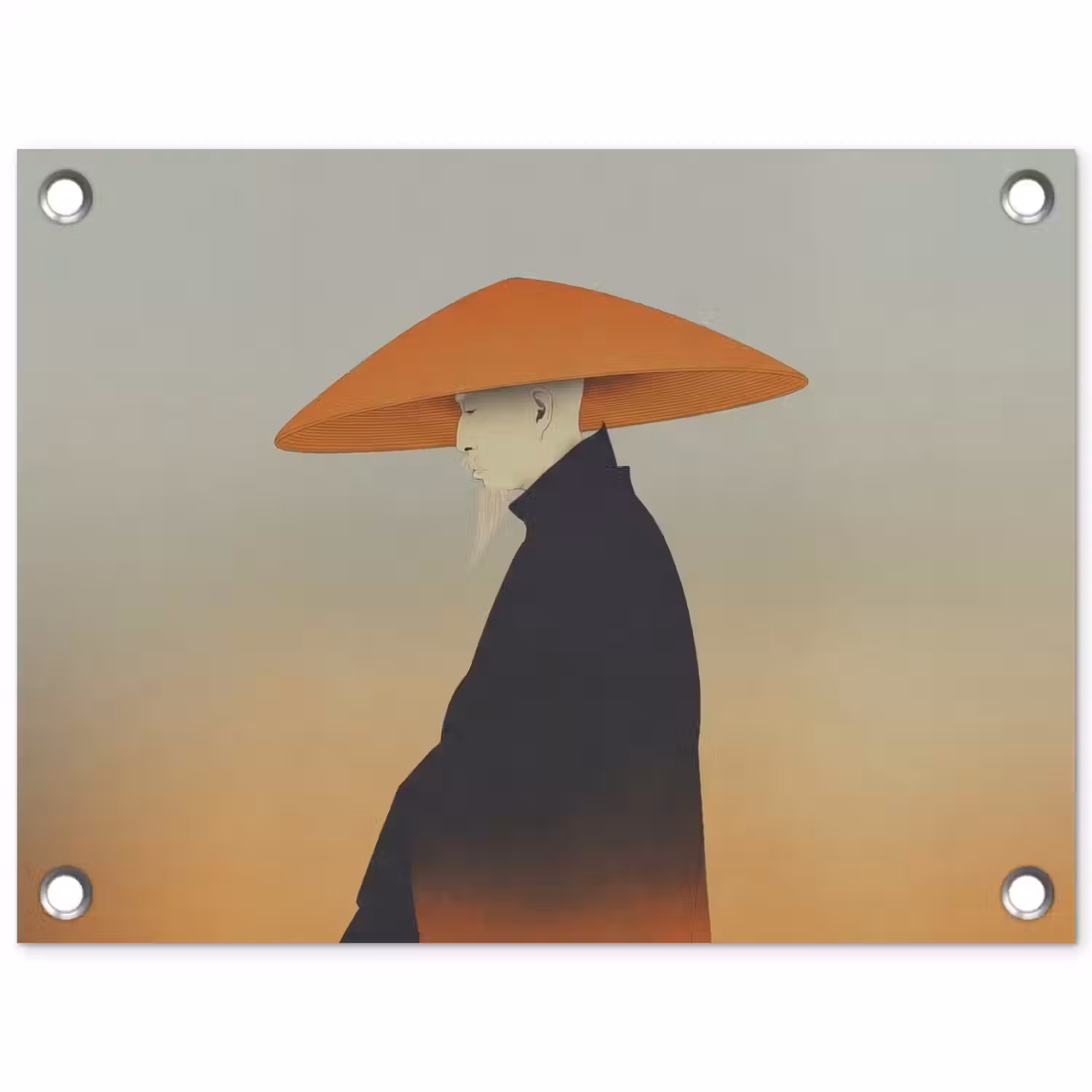 Minimalistisch - Silhouet - Oranje tuinposter los doek klein -3d