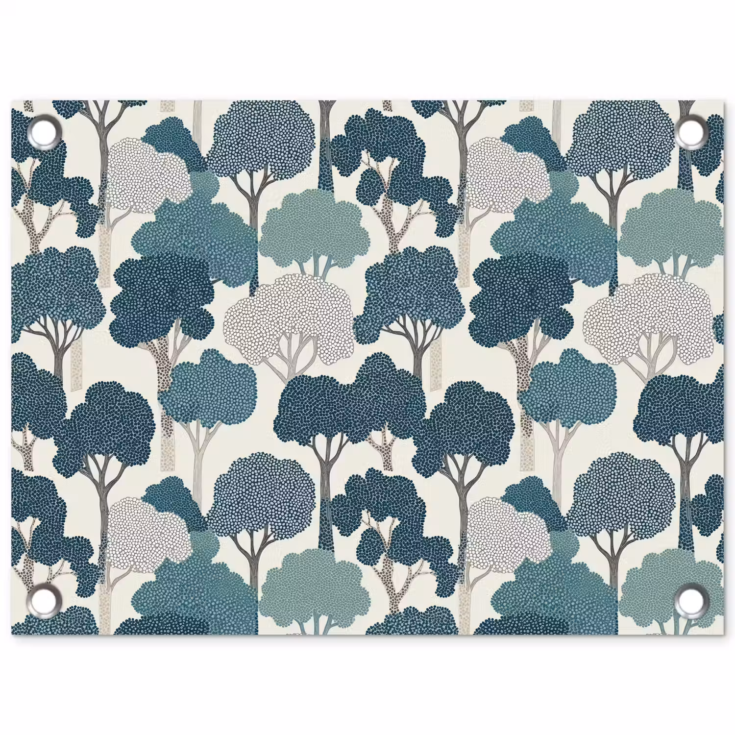 Modern - Bomen - Bos - Patroon - Blauw tuinposter los doek klein 239 -3d