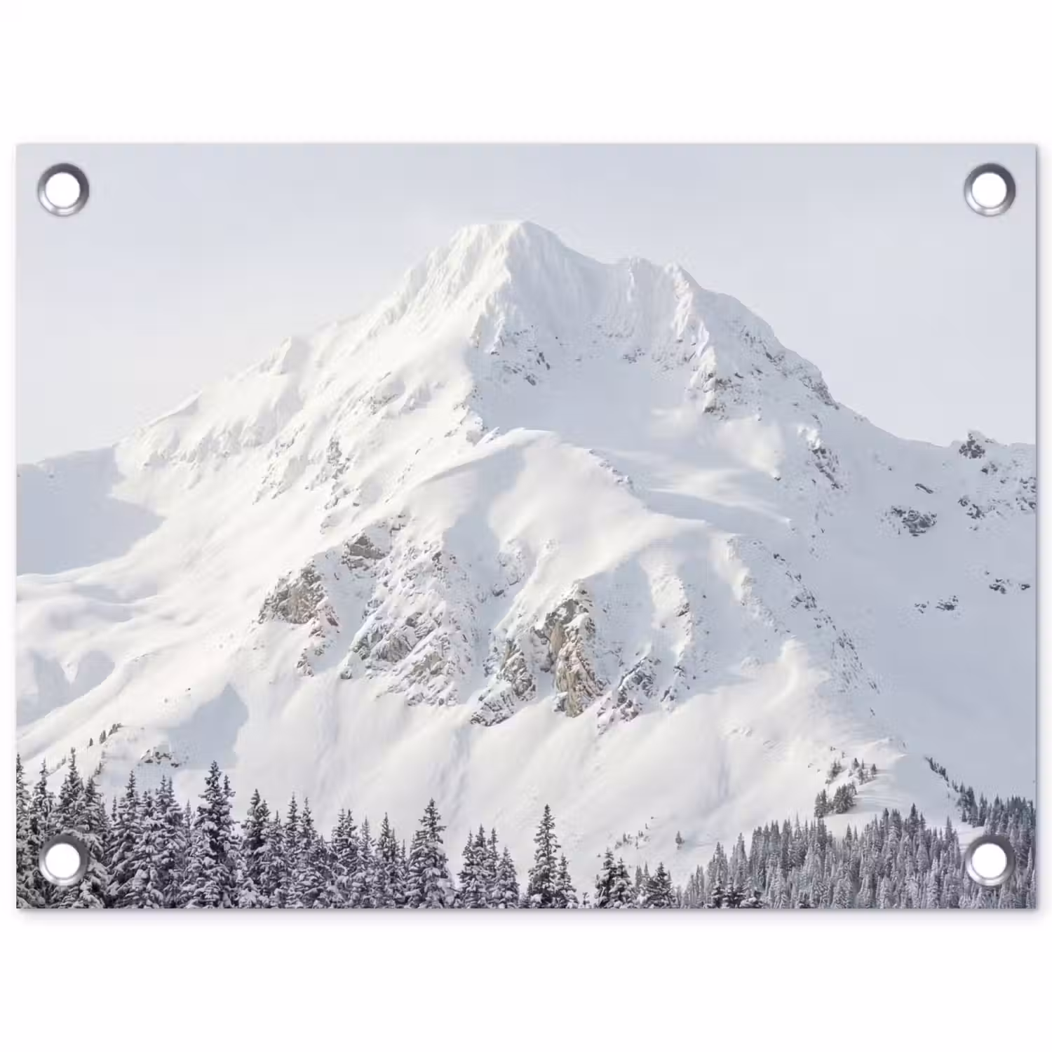 Berg - Sneeuw - Winter - Natuur - Wit tuinposter los doek klein -3d