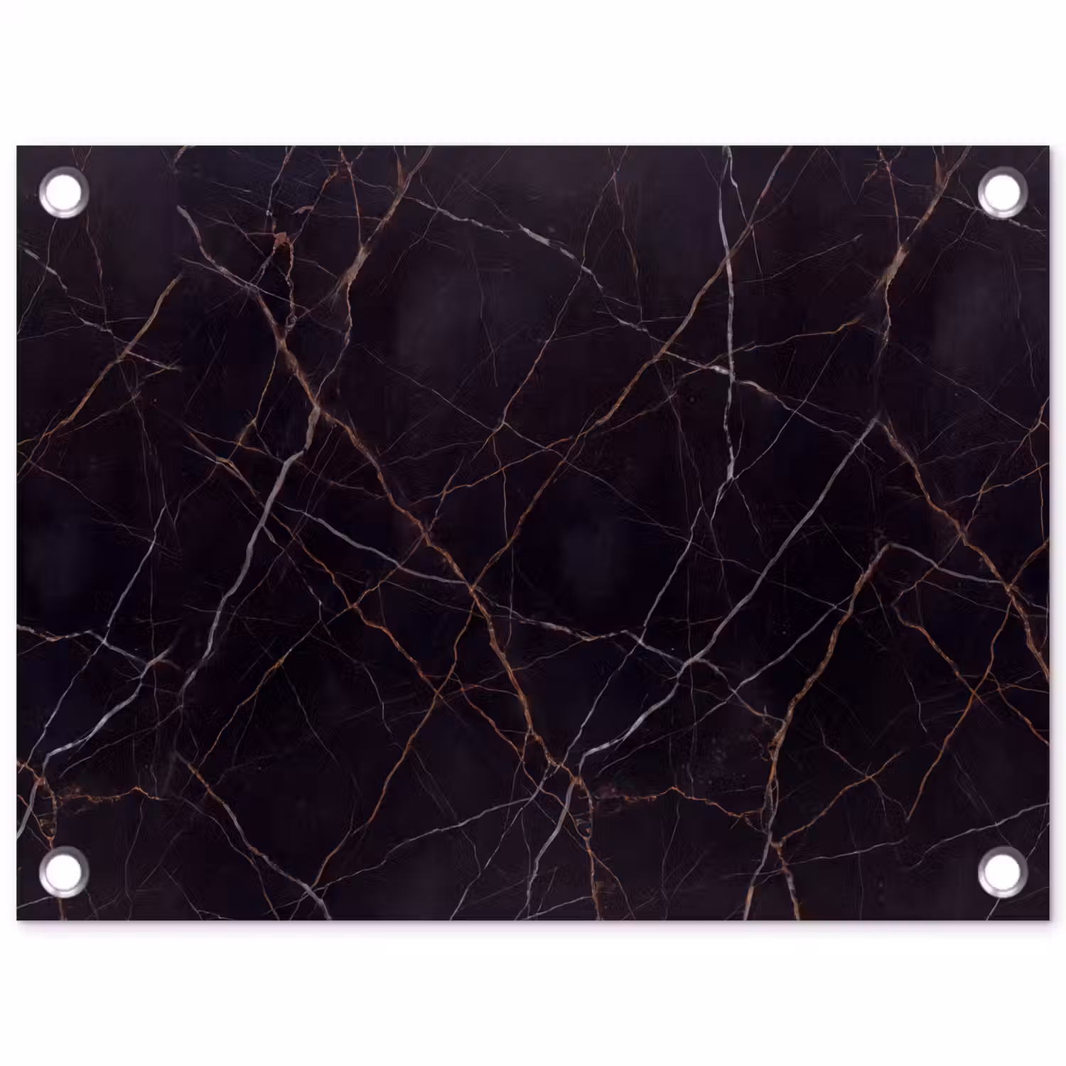 Natuursteen - Marmerpatroon - Abstract - Modern - Zwart - Goud tuinposter los doek klein -3d
