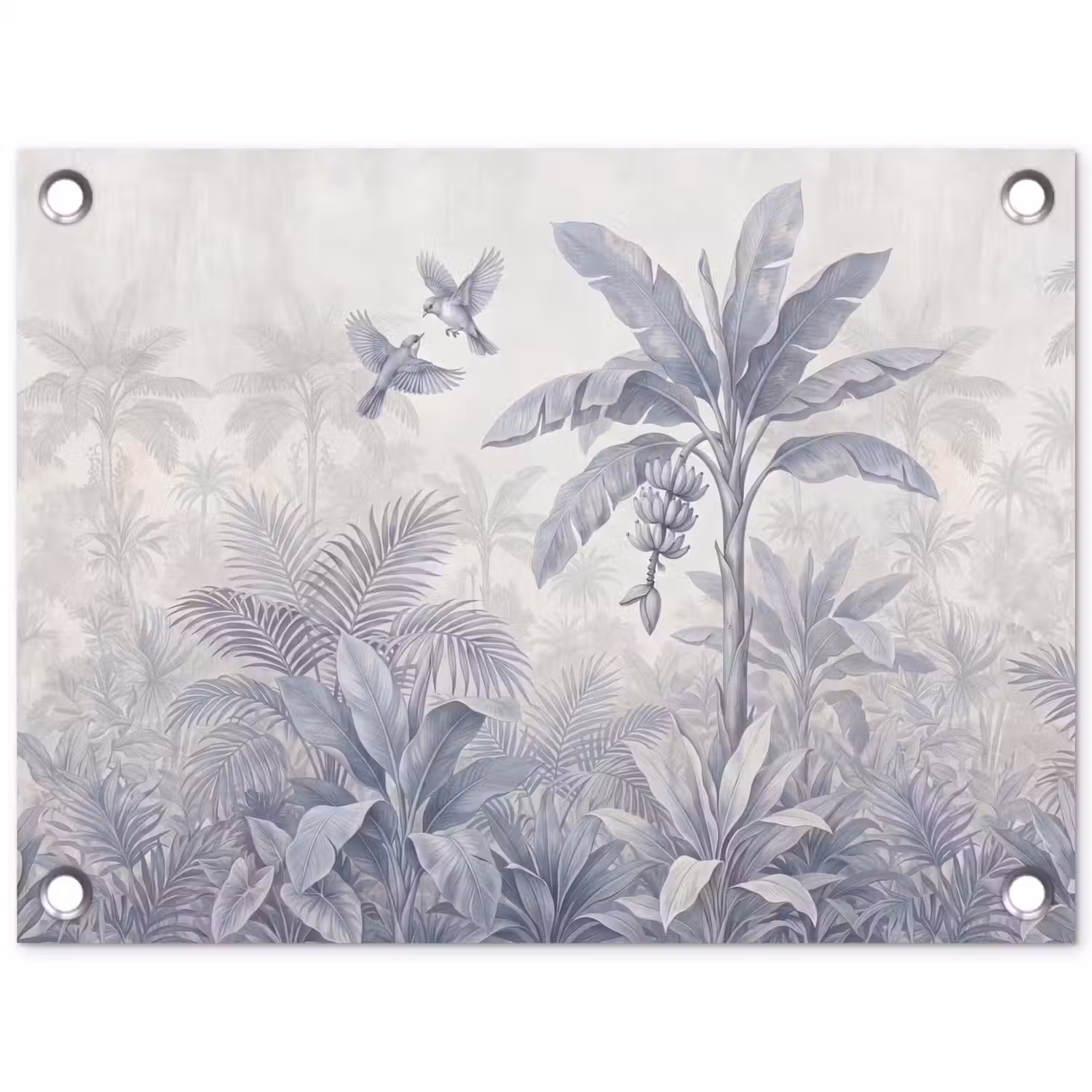 Natuur - Vogel - Jungle - Illustratie - Blauw tuinposter los doek klein -3d