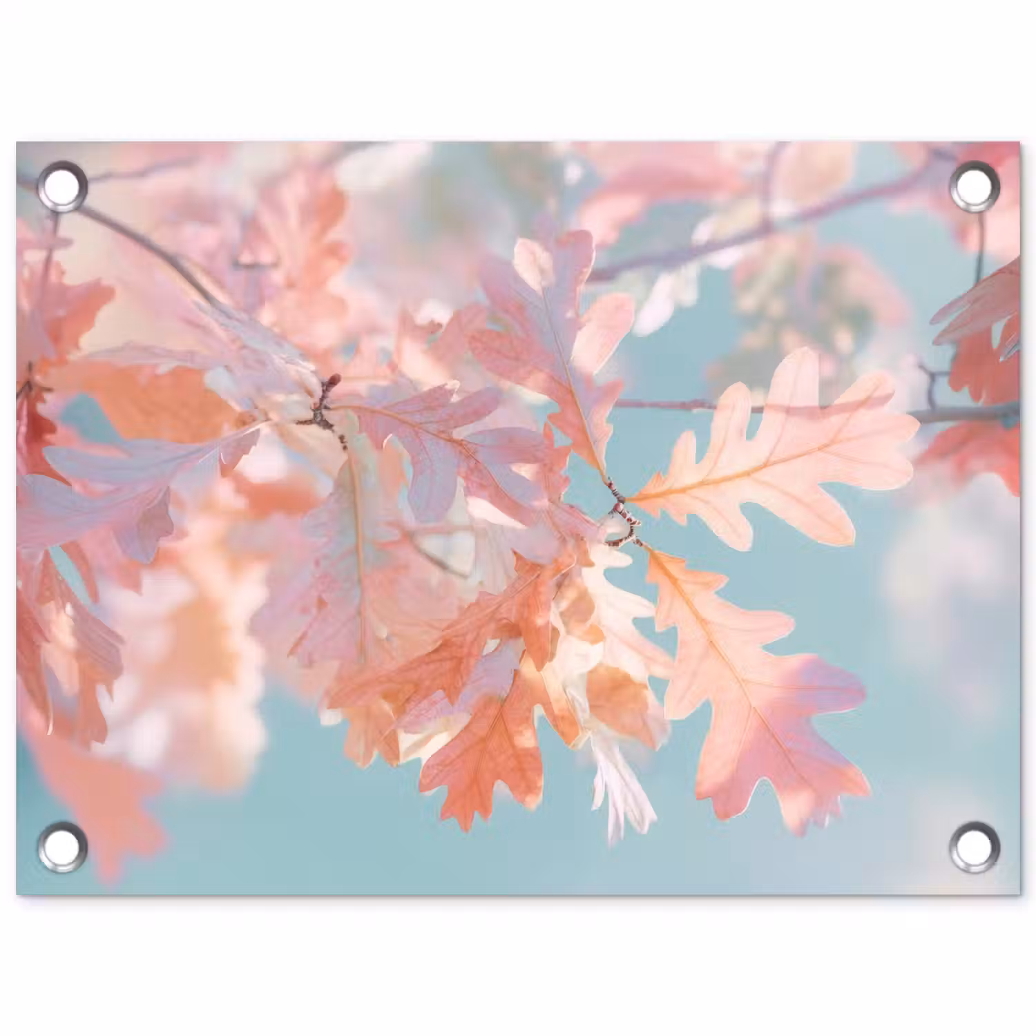 Eikenbladeren - Takken - Roze tuinposter los doek klein -3d