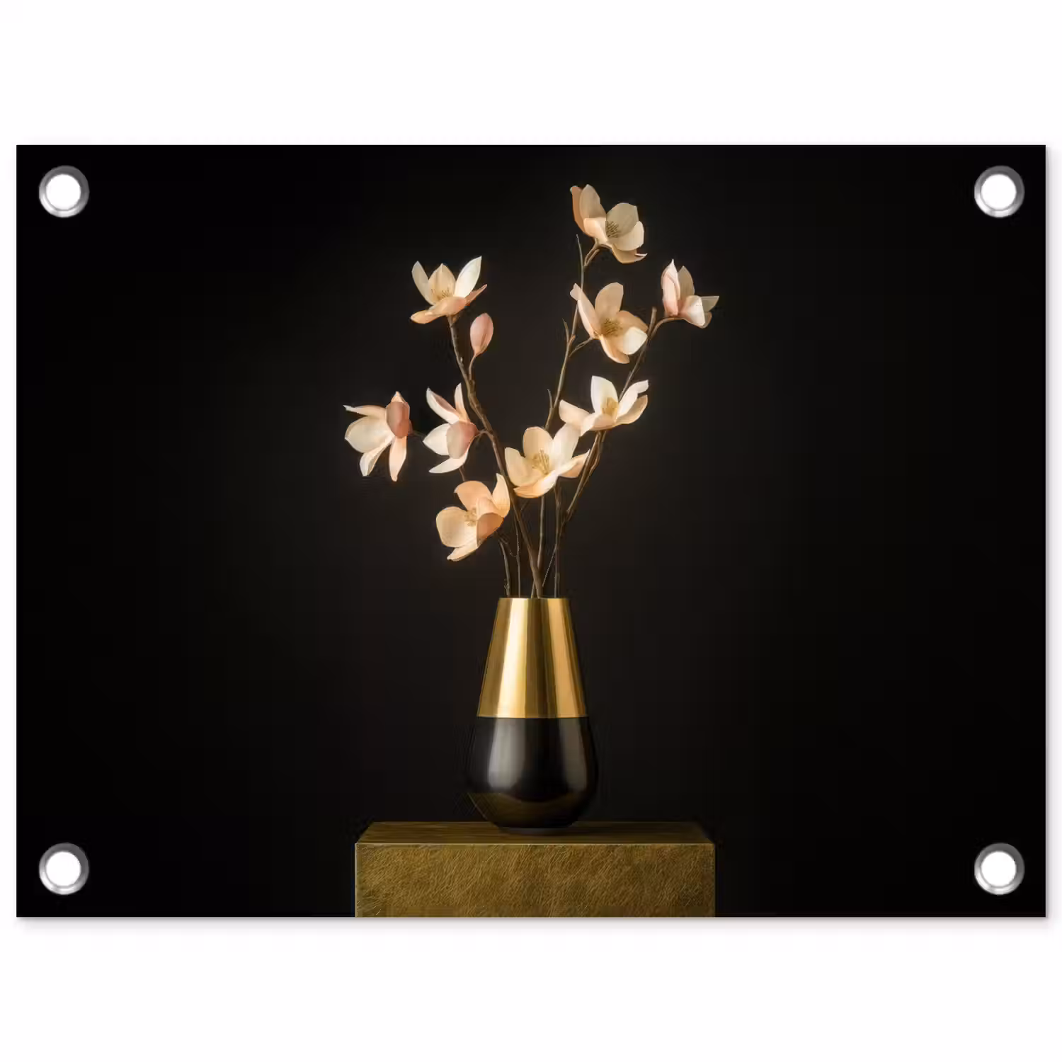 Sierlijk - Boeket - Goud - Vaas tuinposter los doek klein -3d