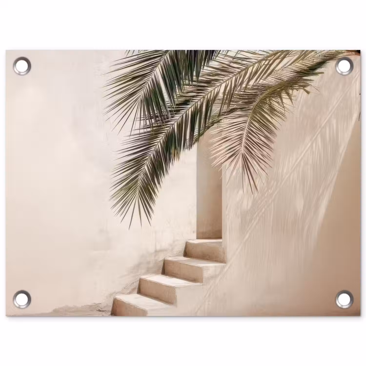 Palmboom - Schaduw - Trap - Beige tuinposter los doek klein -3d