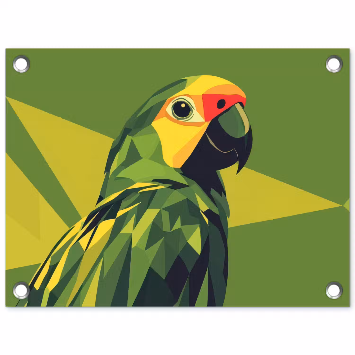 Papegaai - Groen - Snavel - Abstract tuinposter los doek klein -3d