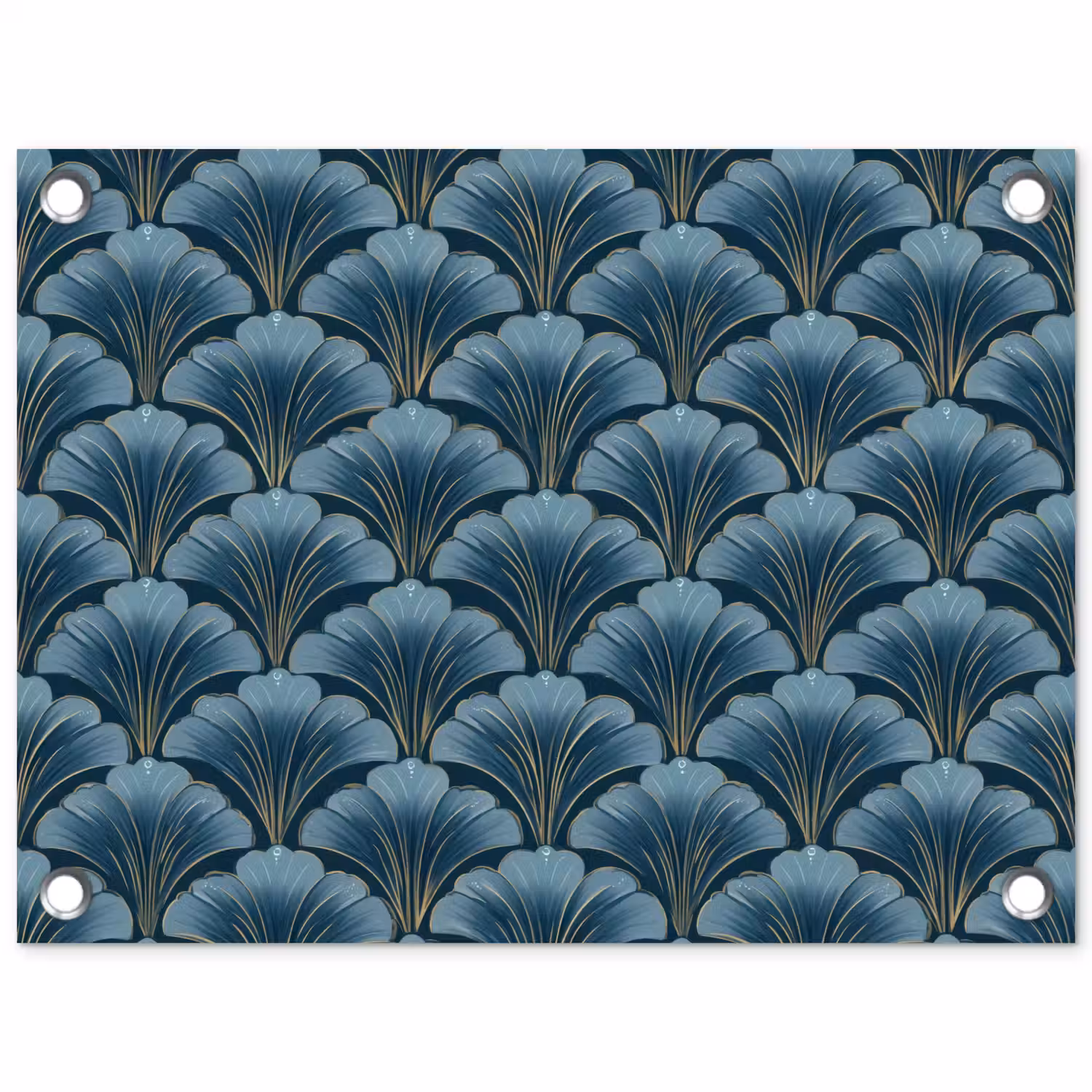 Patroon - Ginkgoblad - Blauw tuinposter los doek klein 239 -3d