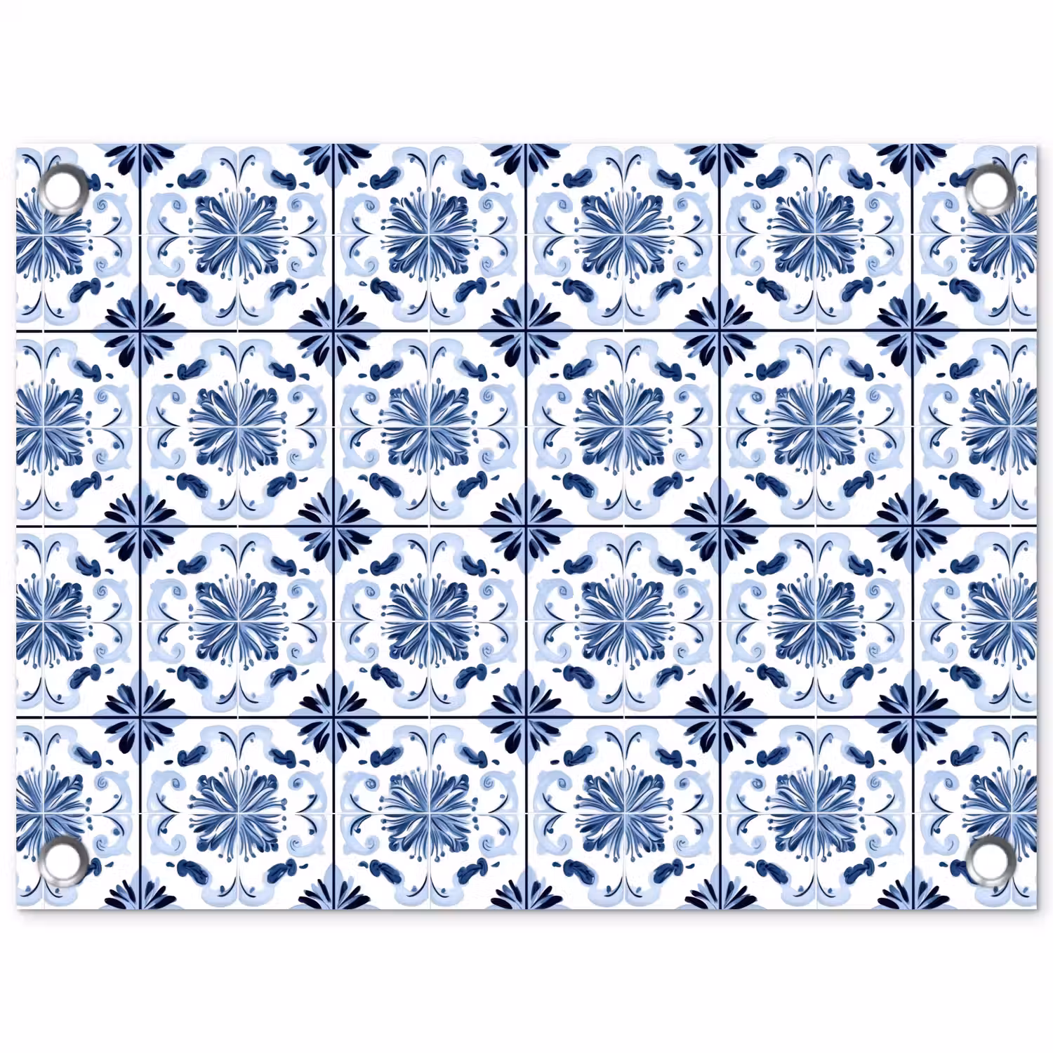 Patroon - Tegel - Blauw tuinposter los doek klein 239 -3d