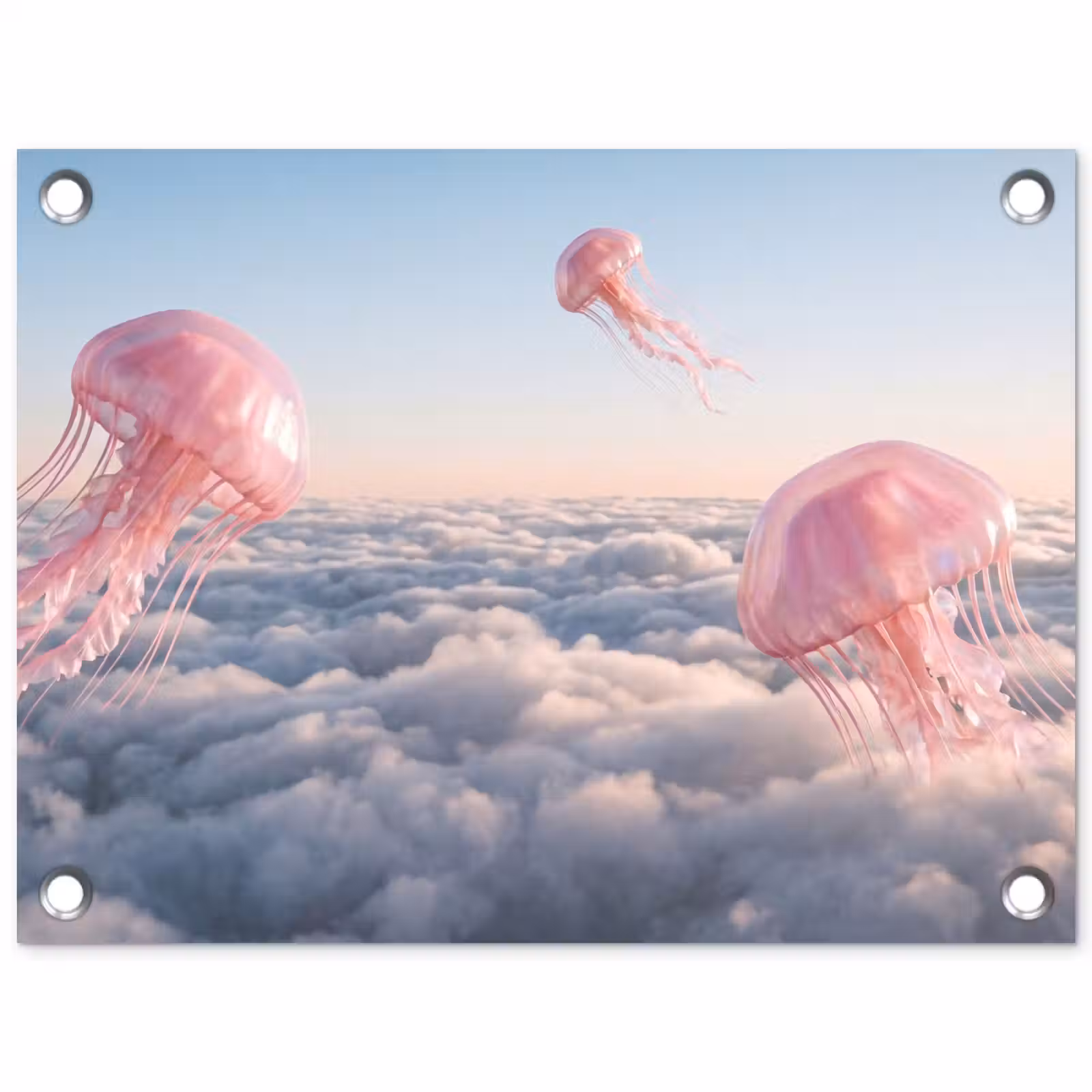 Garden Poster - Pink Animal - Clouds - Roze dier - Wolken tuinposter los doek klein
