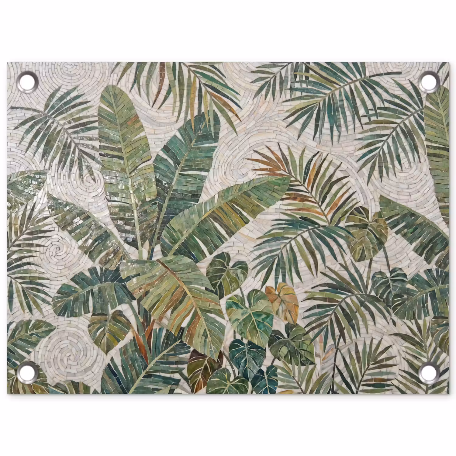 Planten - Tropisch - Mozaïek - Natuur - Groen tuinposter los doek klein -3d