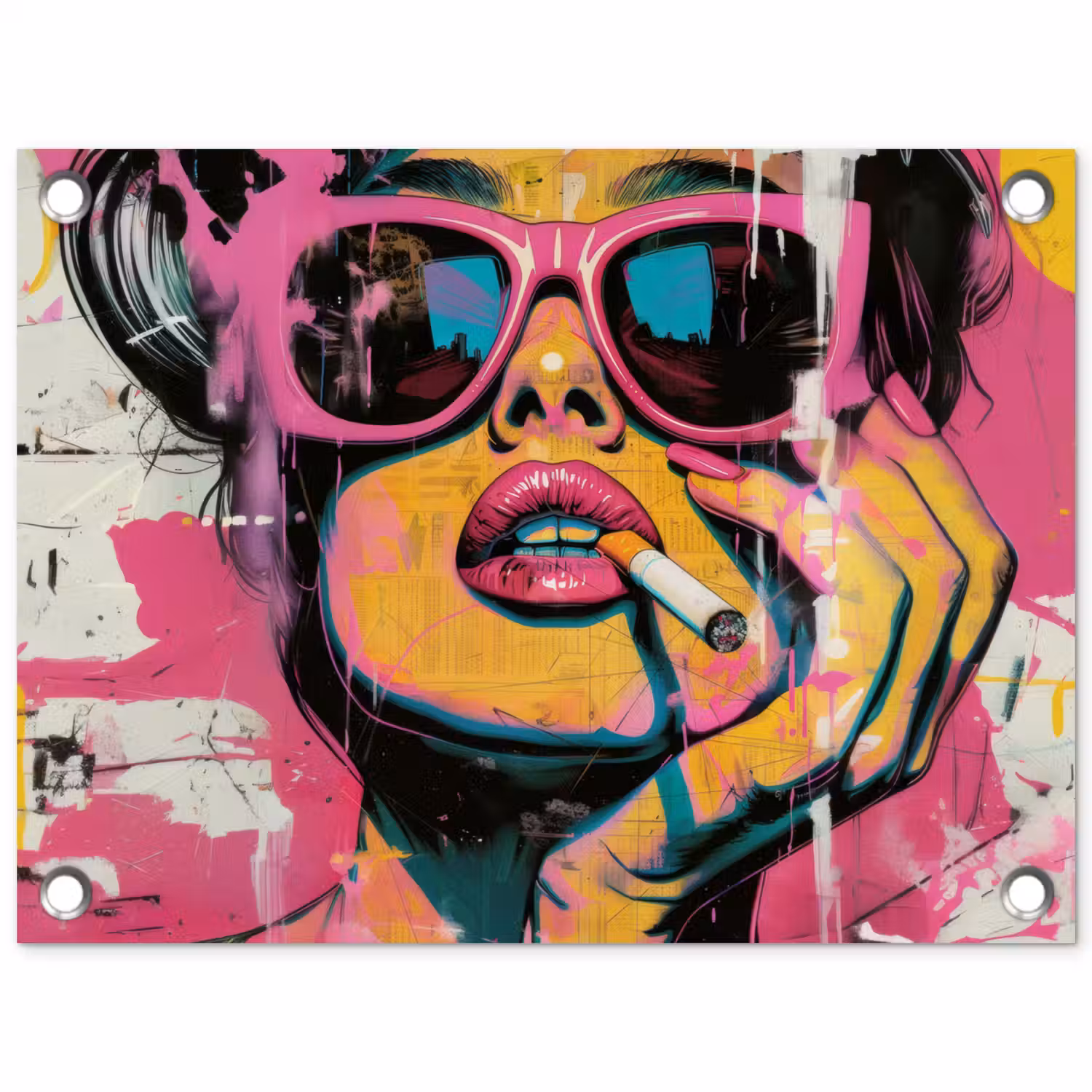 Portret - Vrouw - Abstract - Zonnebril tuinposter los doek klein -3d