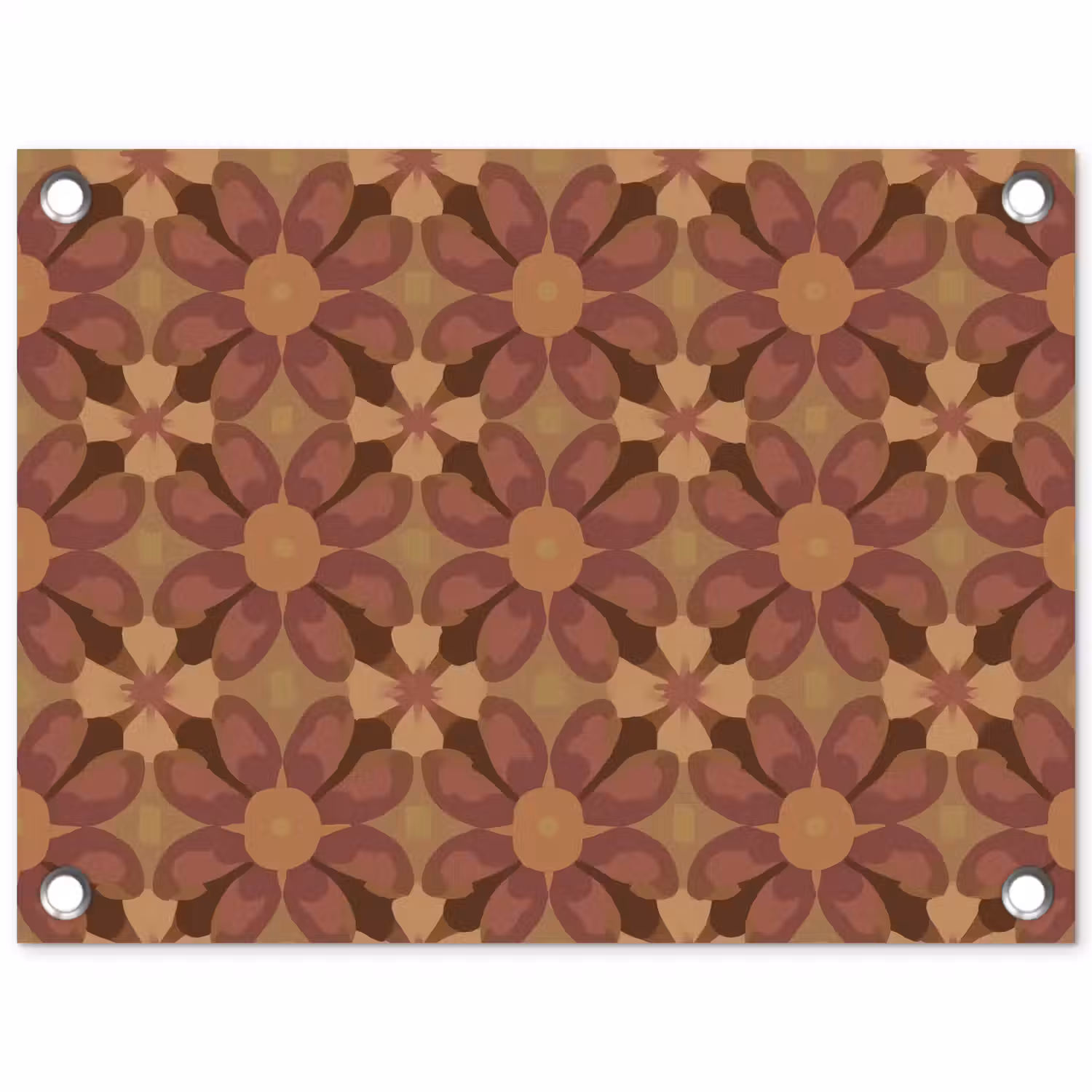 Retro - Bloemen - Bruin tuinposter los doek klein 239 -3d