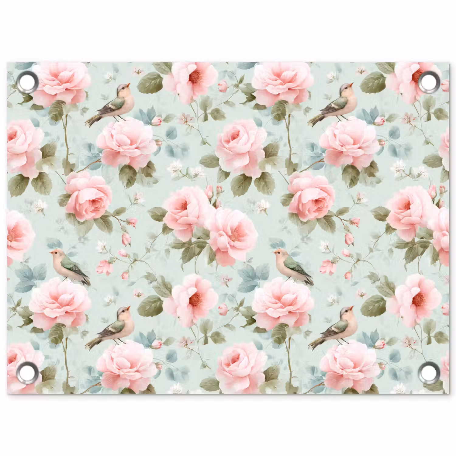 Rozen - Vogels - Pastel - Kleurrijk tuinposter los doek klein 239 -3d