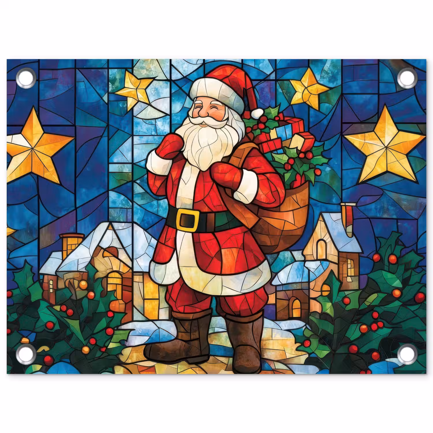 Kerstman - Glas - Kleurrijk tuinposter los doek klein -3d