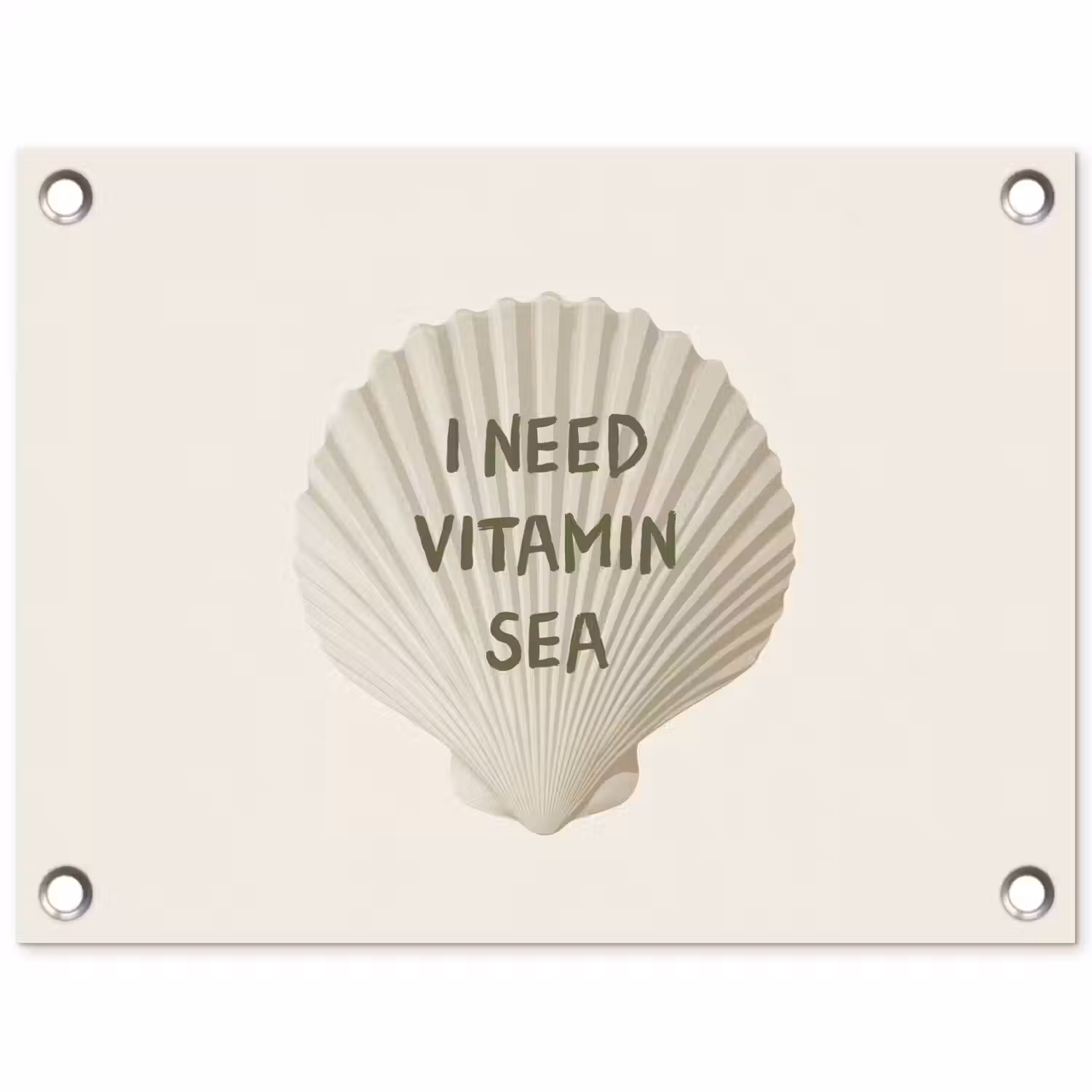 Schelp - Quote - Groen tuinposter los doek klein -3d