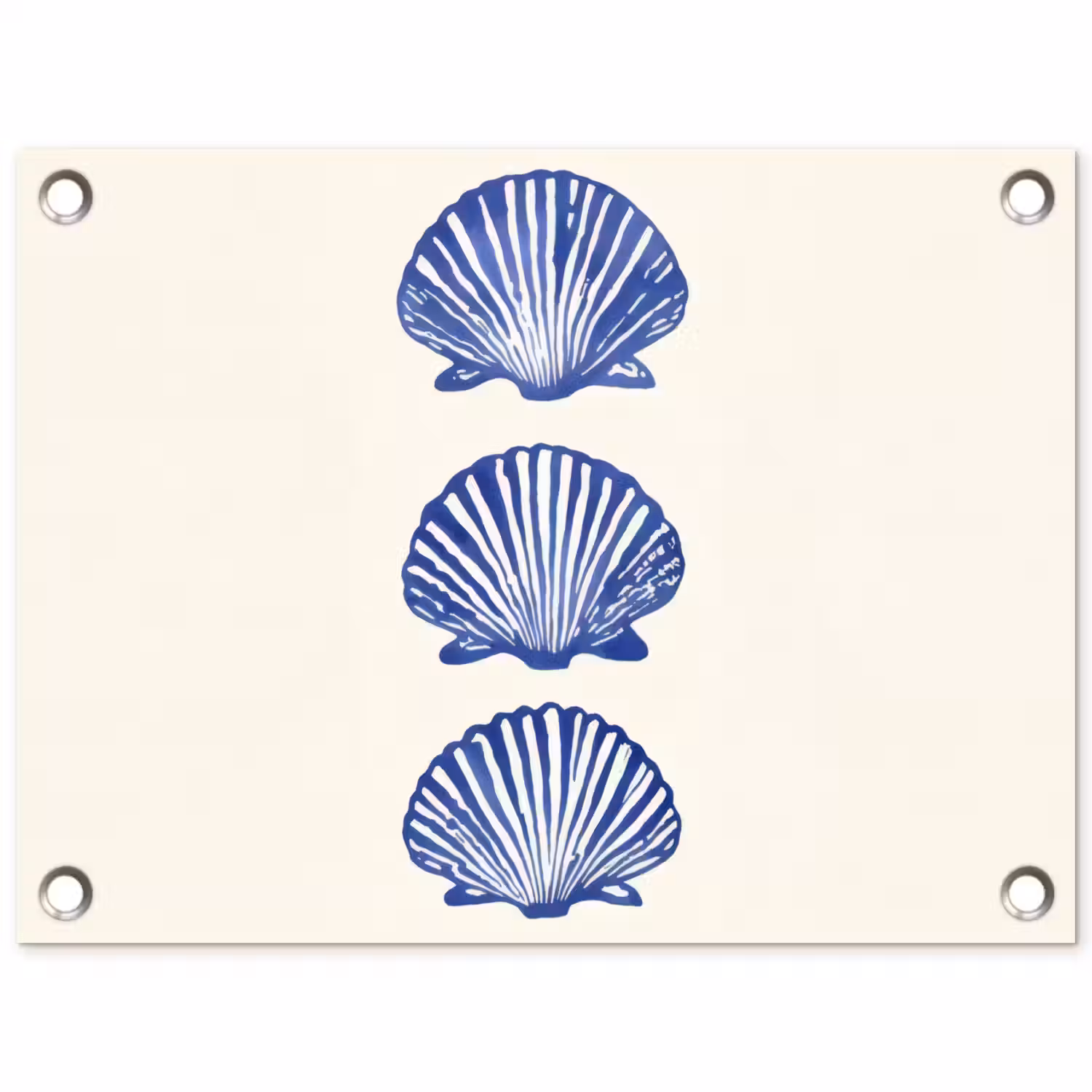 Schelpen - Blauw - Patroon tuinposter los doek klein -3d