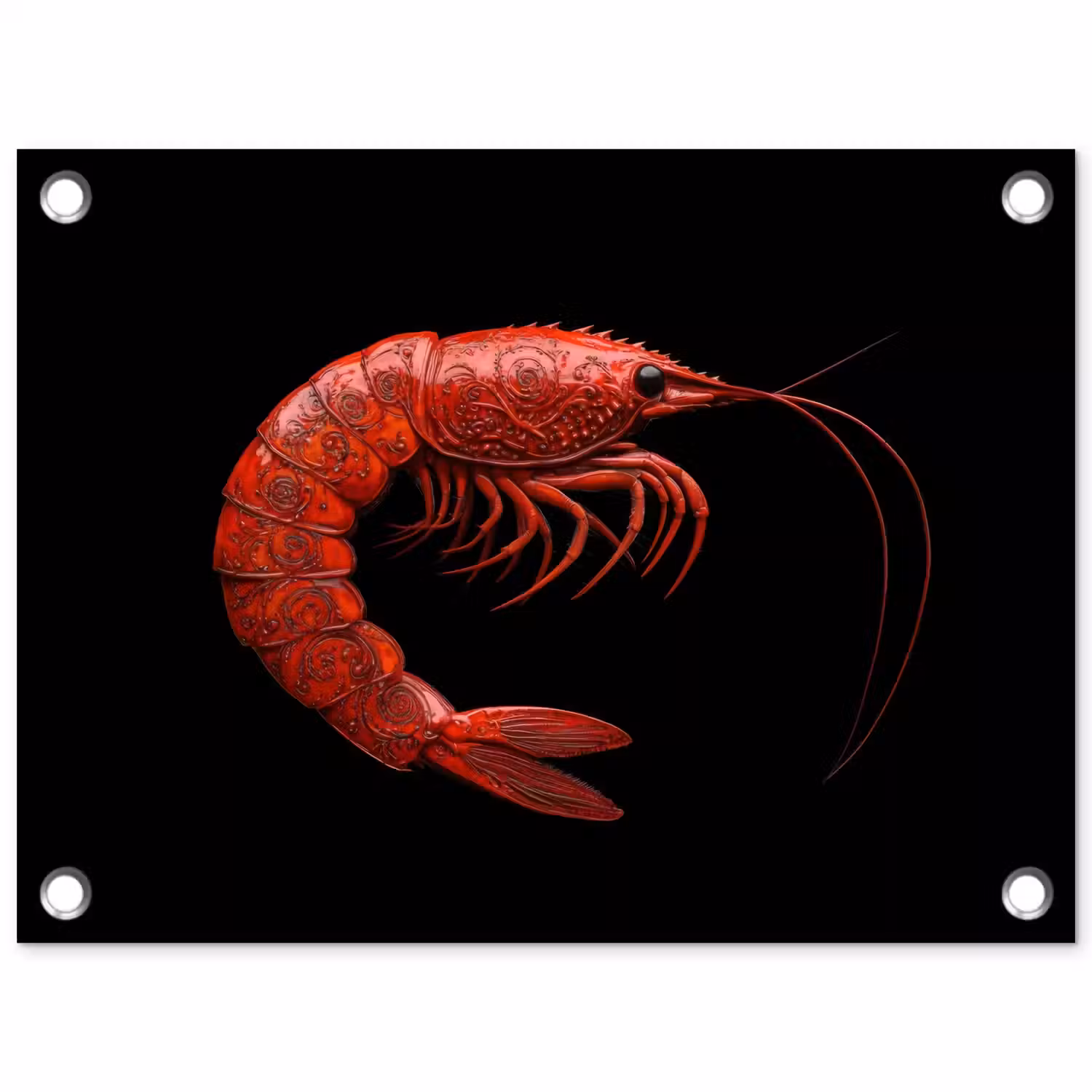 Garnaal - Rood - Dieren tuinposter los doek klein -3d