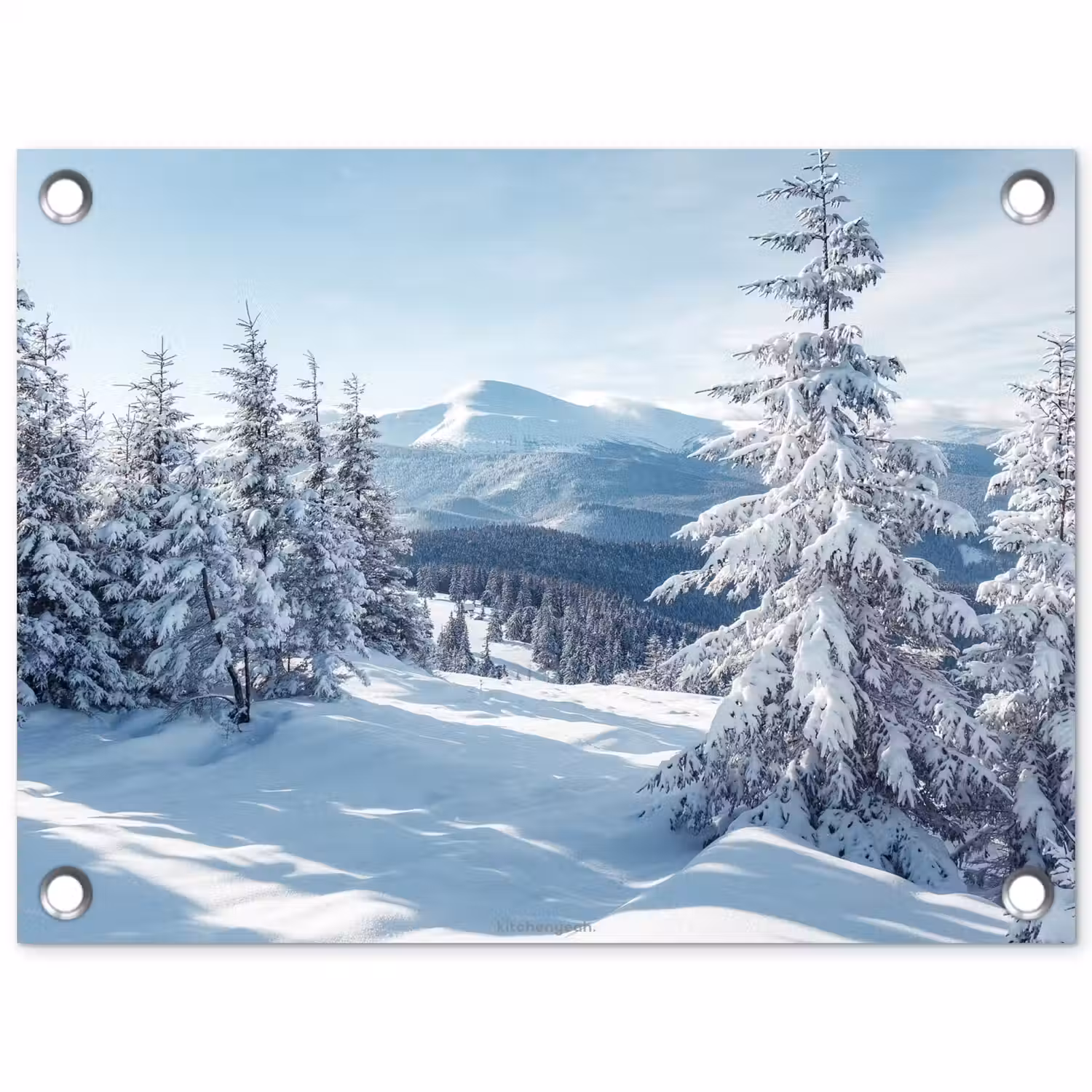 Sneeuw - Winter - Landschap - Bergen tuinposter los doek klein -3d