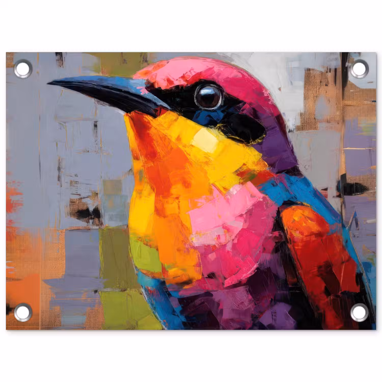 Zangvogel - Vlakken - Abstract - Kleurrijk tuinposter los doek klein -3d