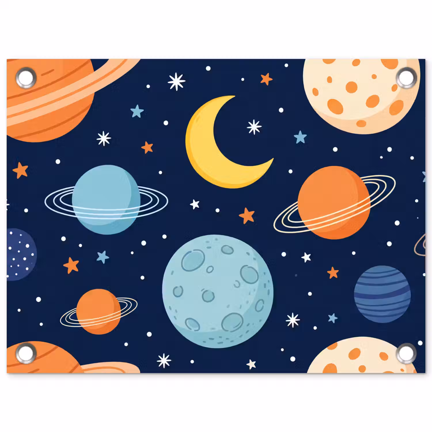 Ruimte - Planeten - Kleurrijk tuinposter los doek klein -3d