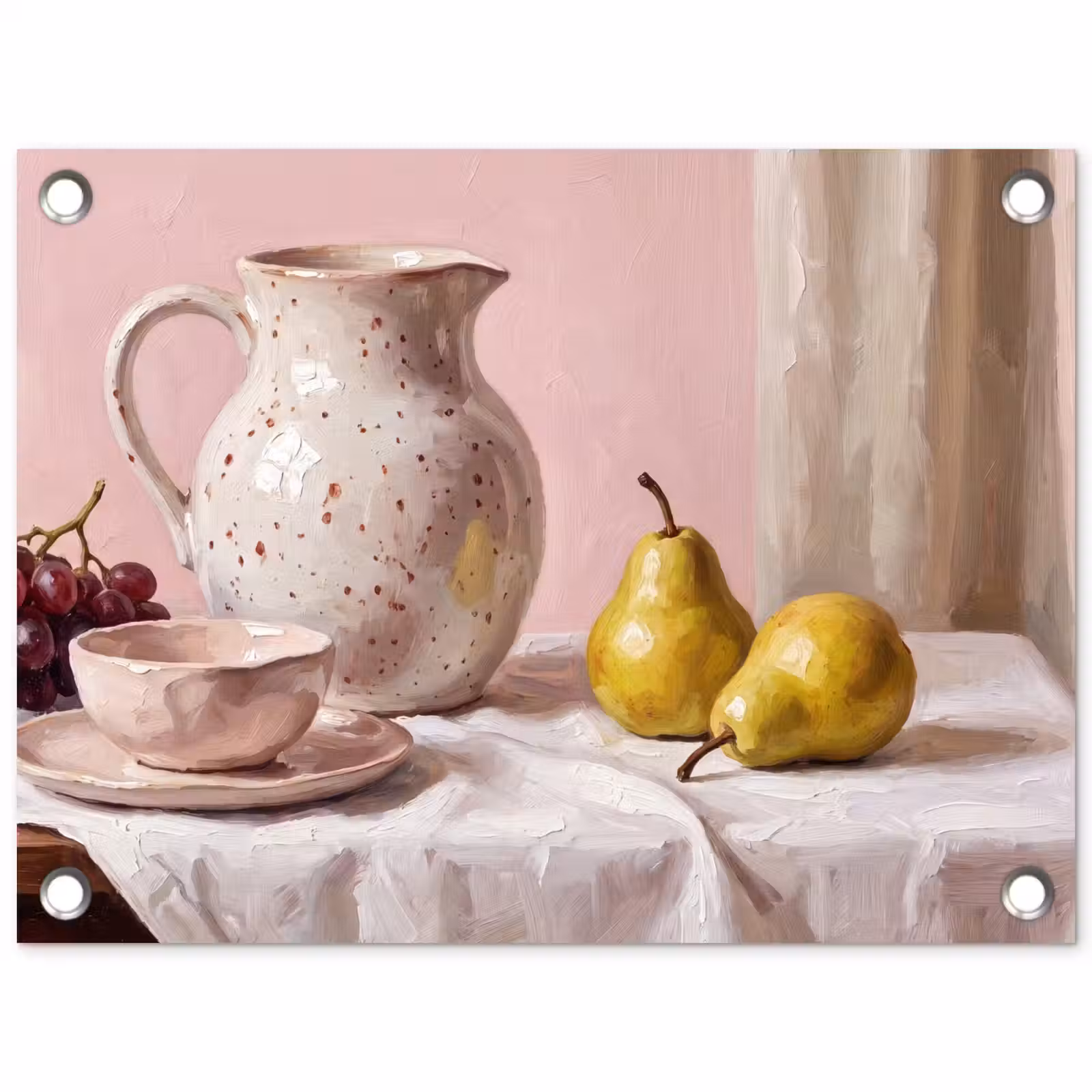 Garden Poster - Still Life - Fruit - Pink - Stilleven - Fruit - Roze tuinposter los doek klein