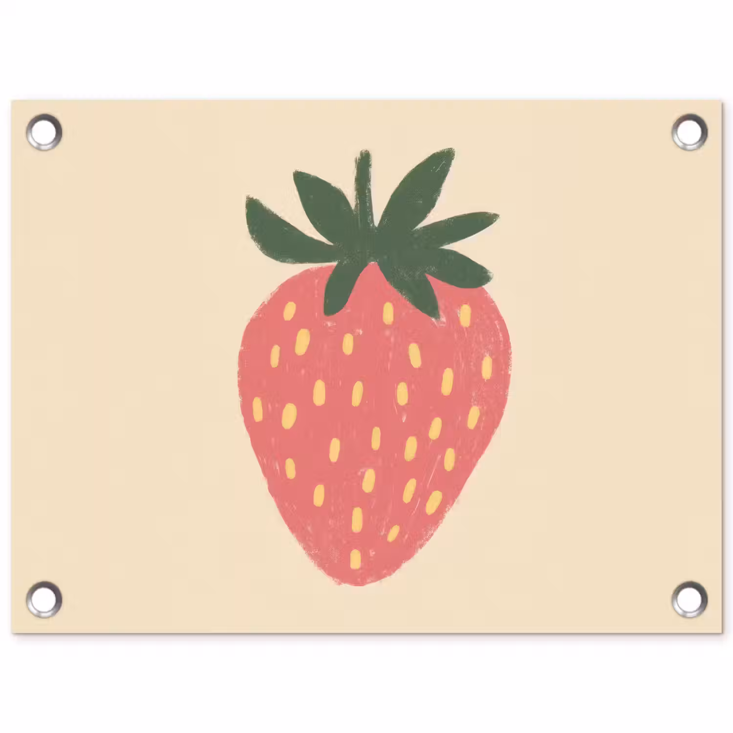 Aardbei - Minimalistisch - Rood - Fruit tuinposter los doek klein -3d